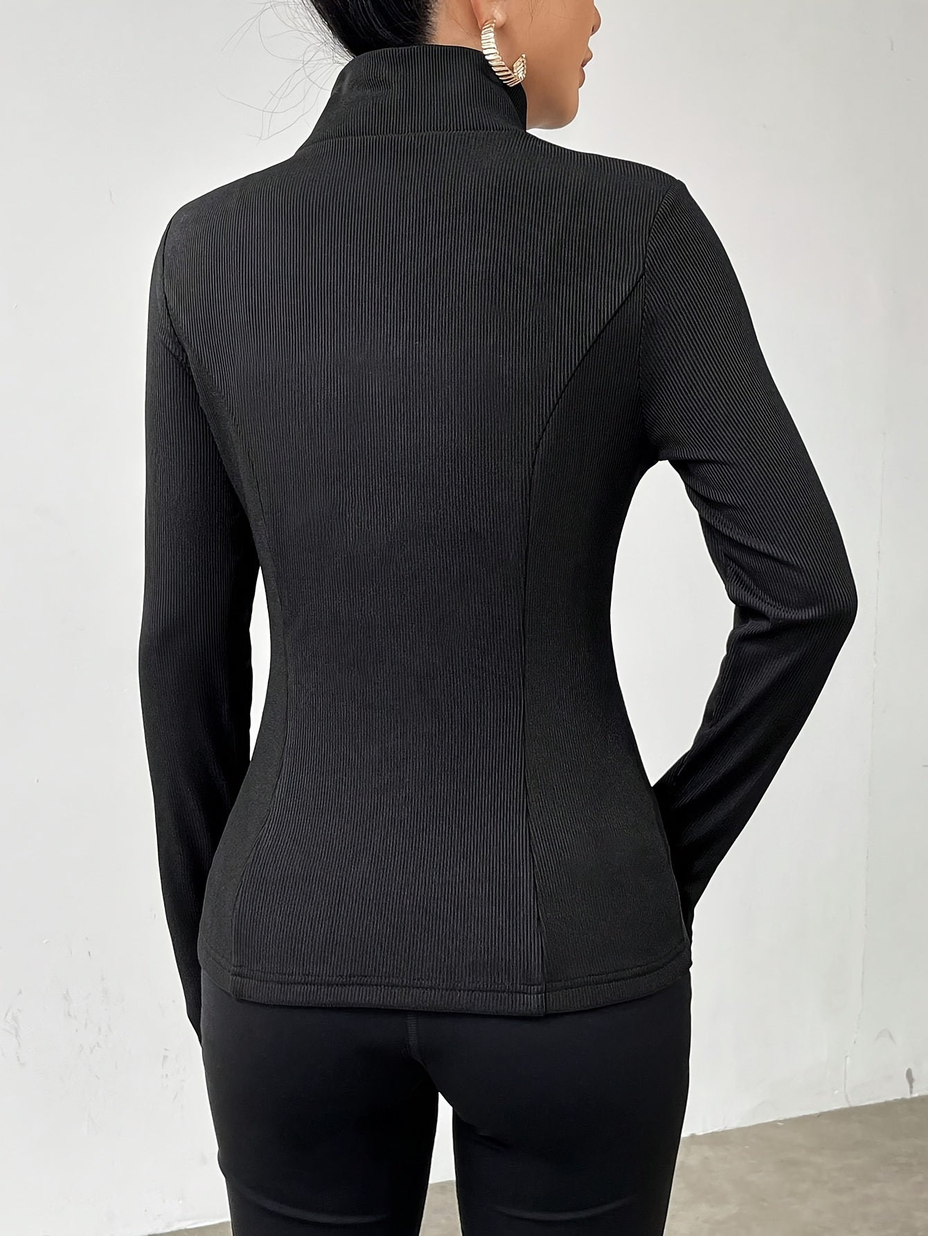 Veste Zippée Skinny à Manches Longues avec Doublure en Fausse