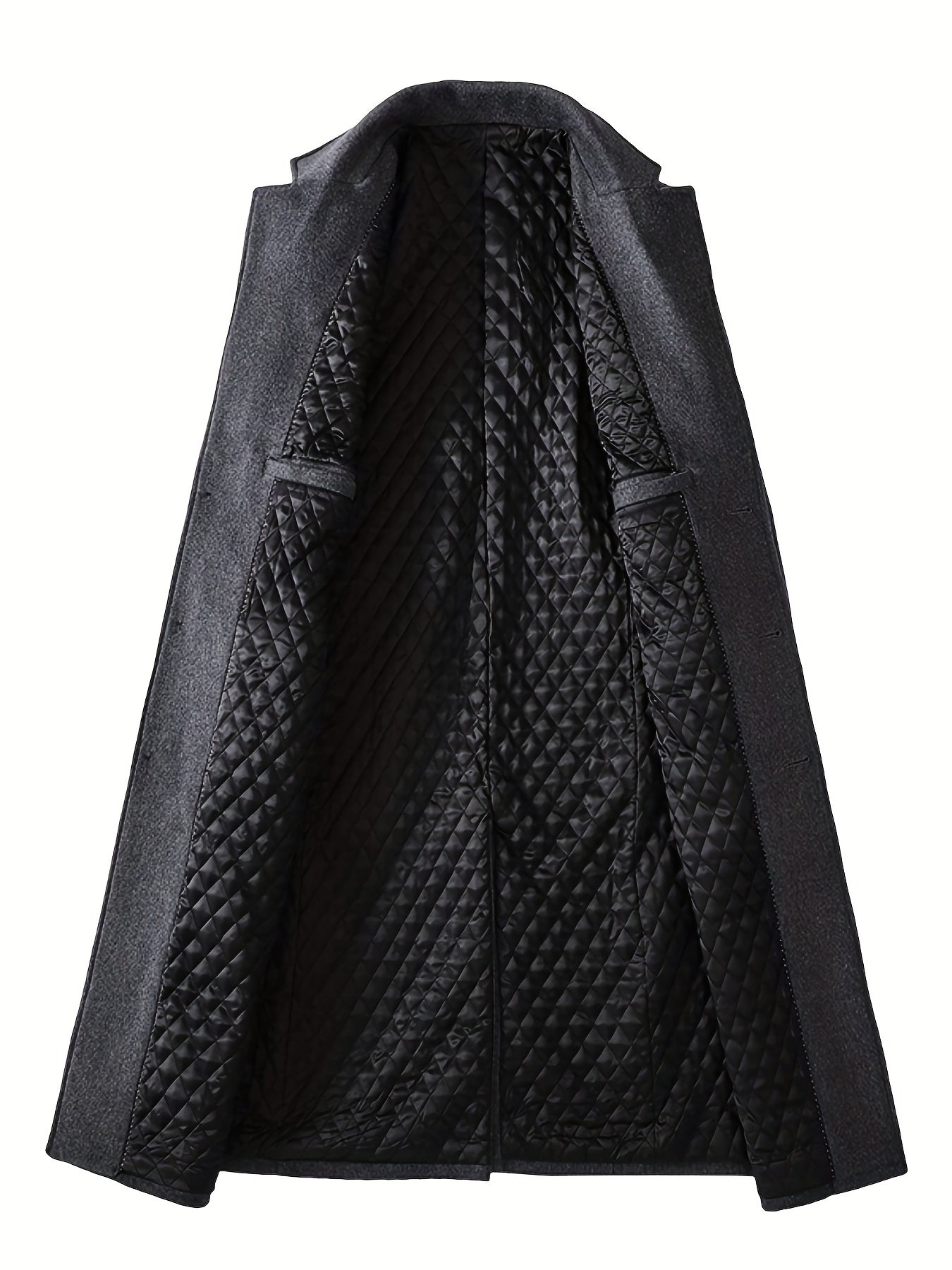 Manteau Long en Laine Mélangée avec Revers pour Hommes