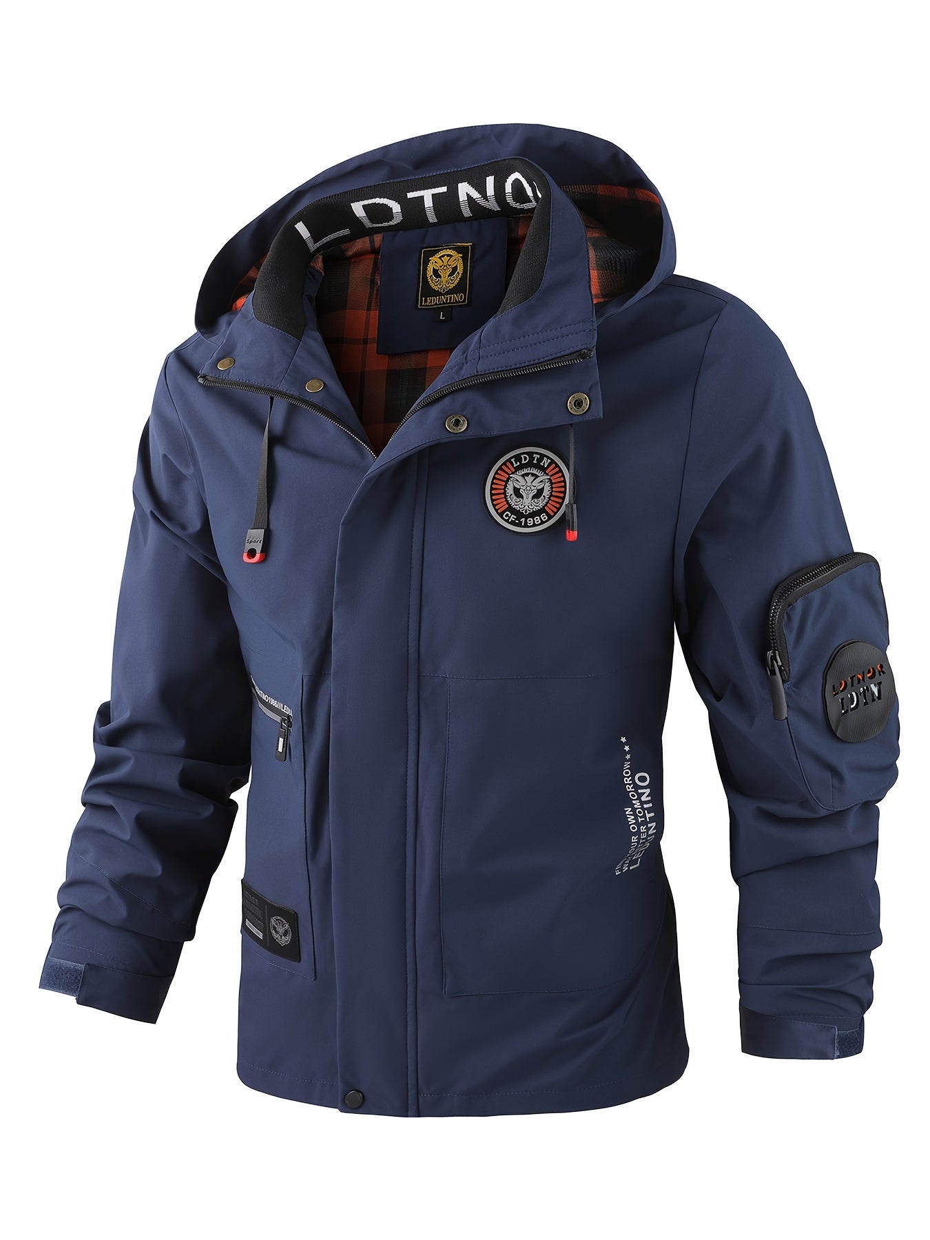 Veste à Capuche avec Broderie et Poches Multiples