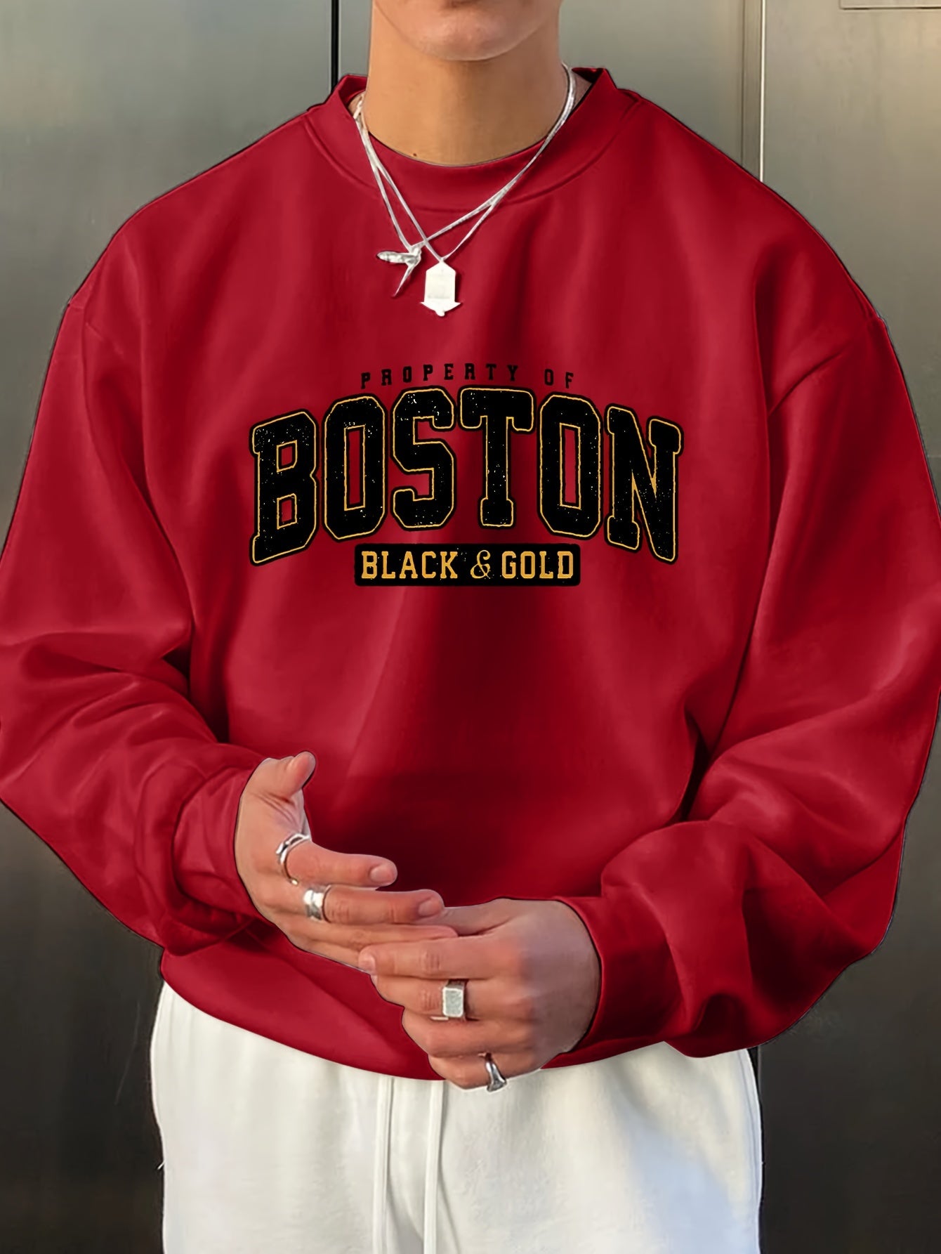 Sweat-shirt Décontracté à Col Rond avec Imprimé BOSTON