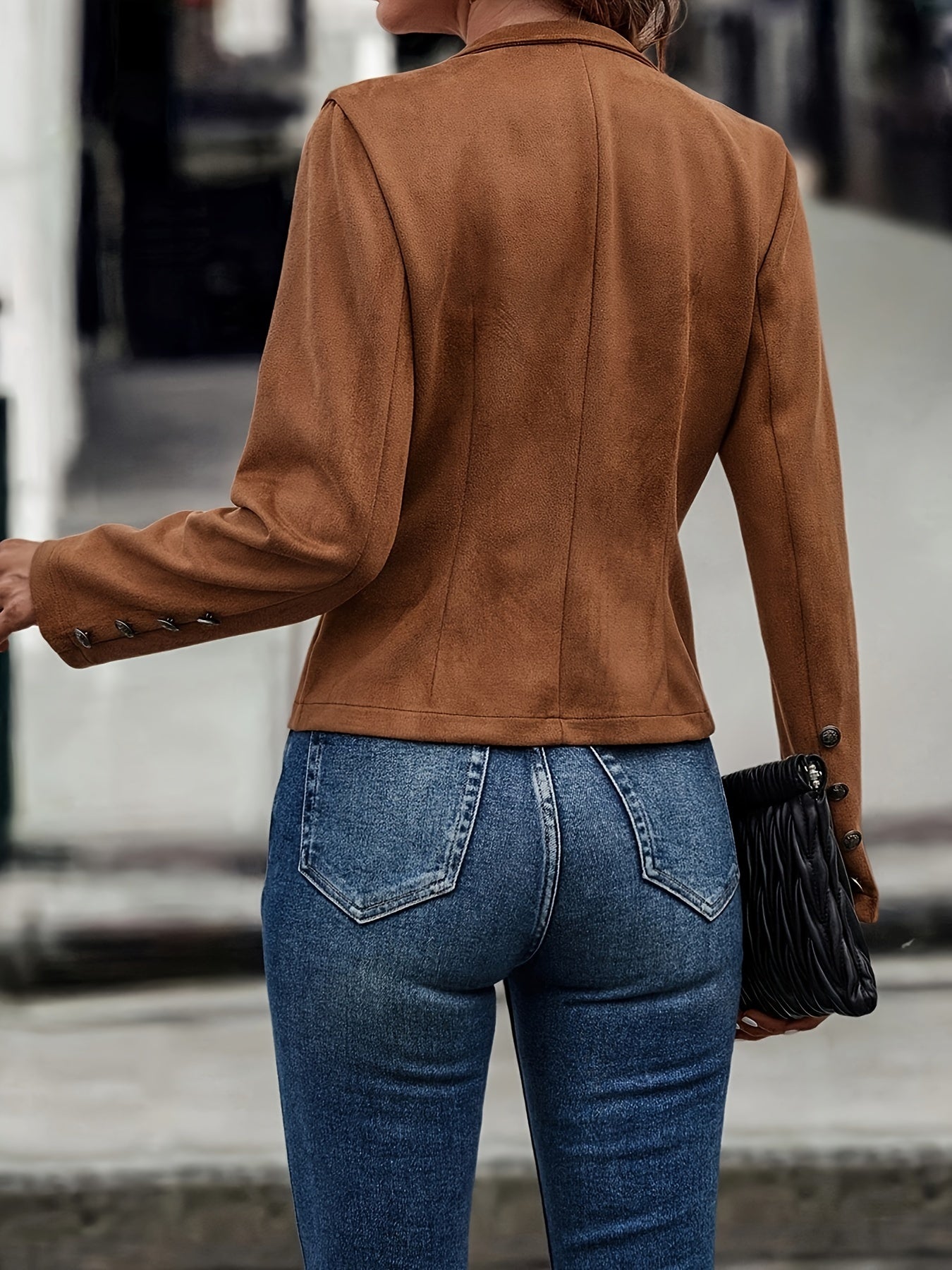 Jeans Droit Taille Haute avec Poches en Denim