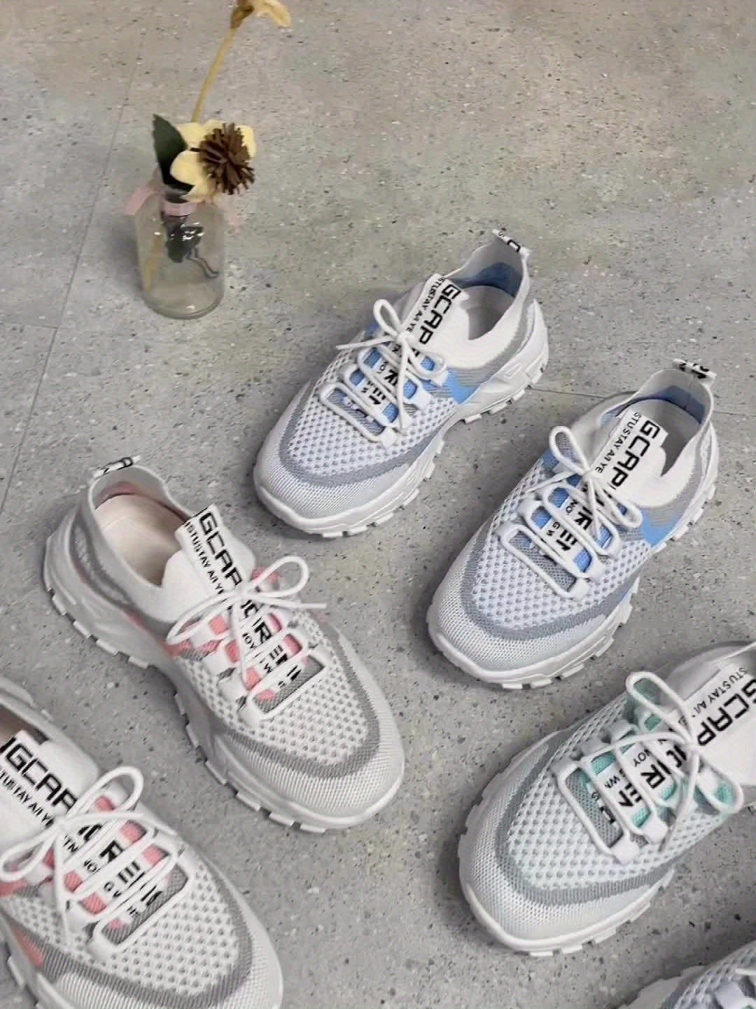 Baskets Tricotées Colorblock Légères et Respirantes pour Femmes