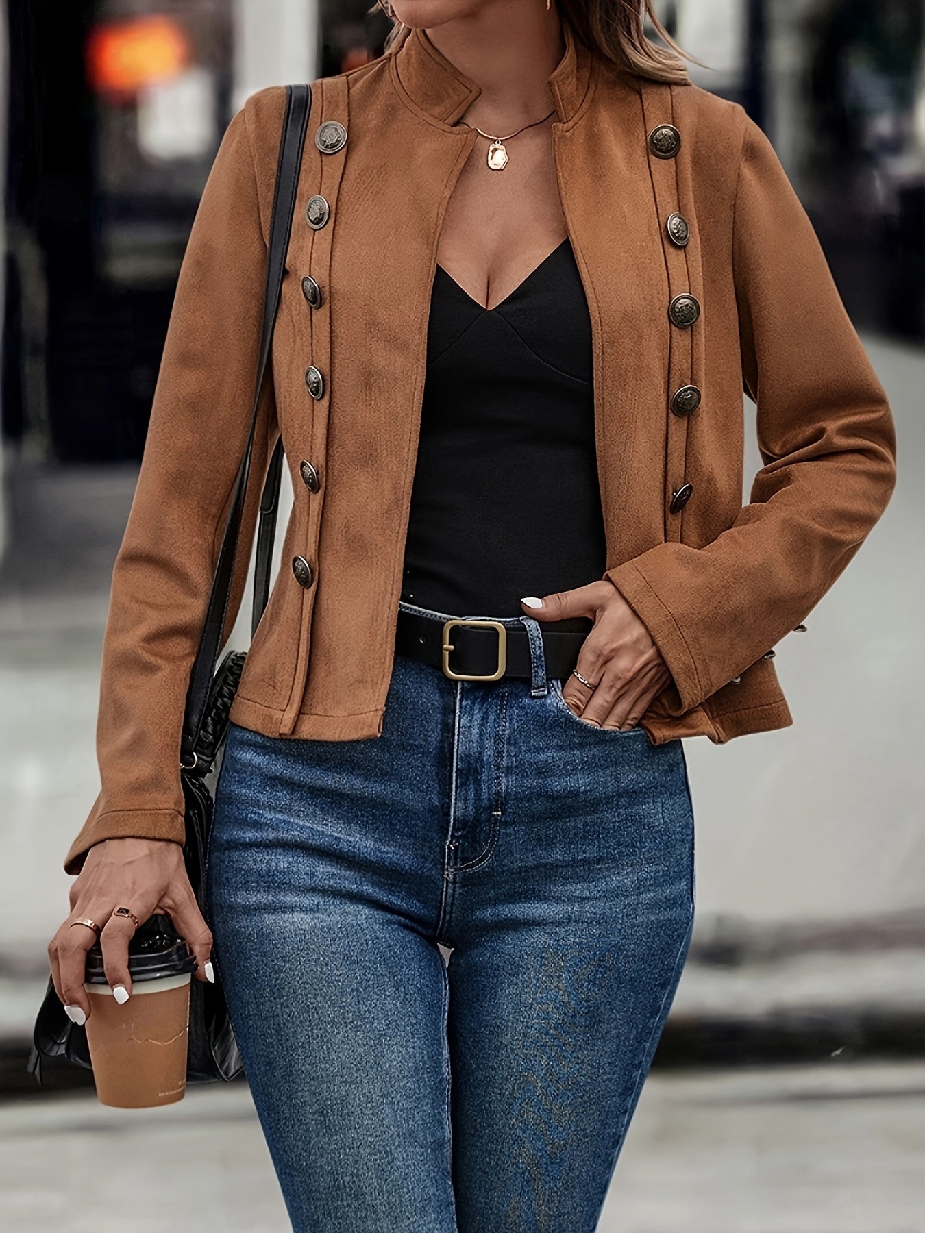 Jeans Droit Taille Haute avec Poches en Denim