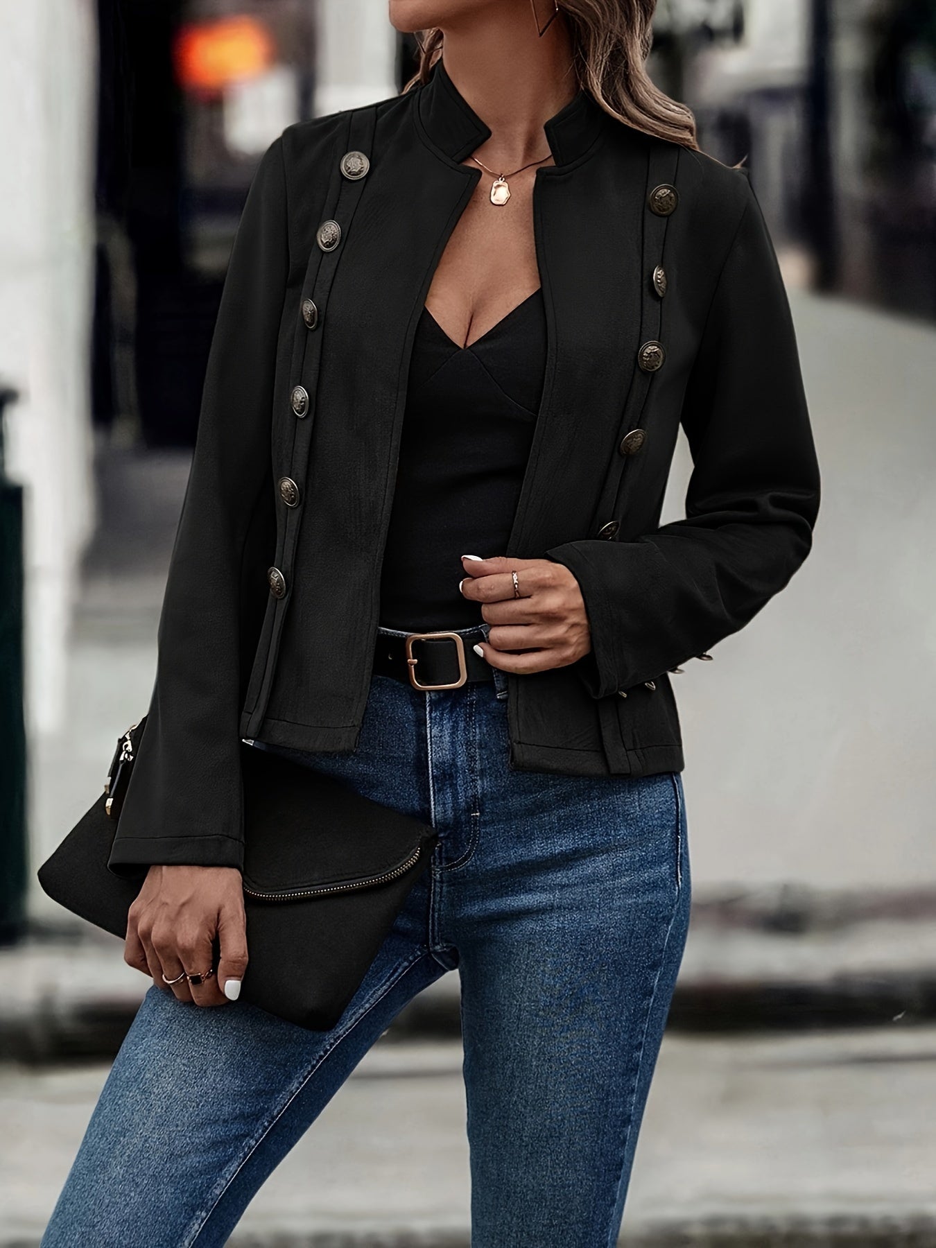 Jeans Droit Taille Haute avec Poches en Denim