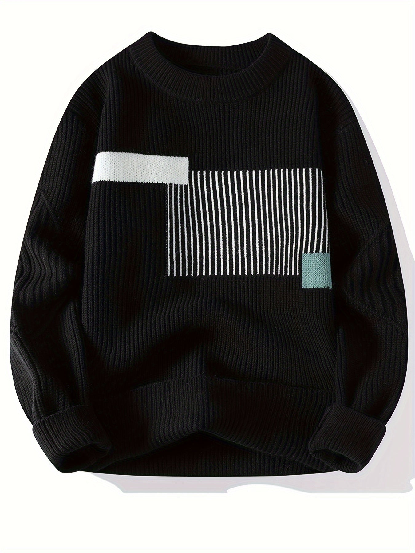 Pull Décontracté Color Block à Imprimé Géométrique