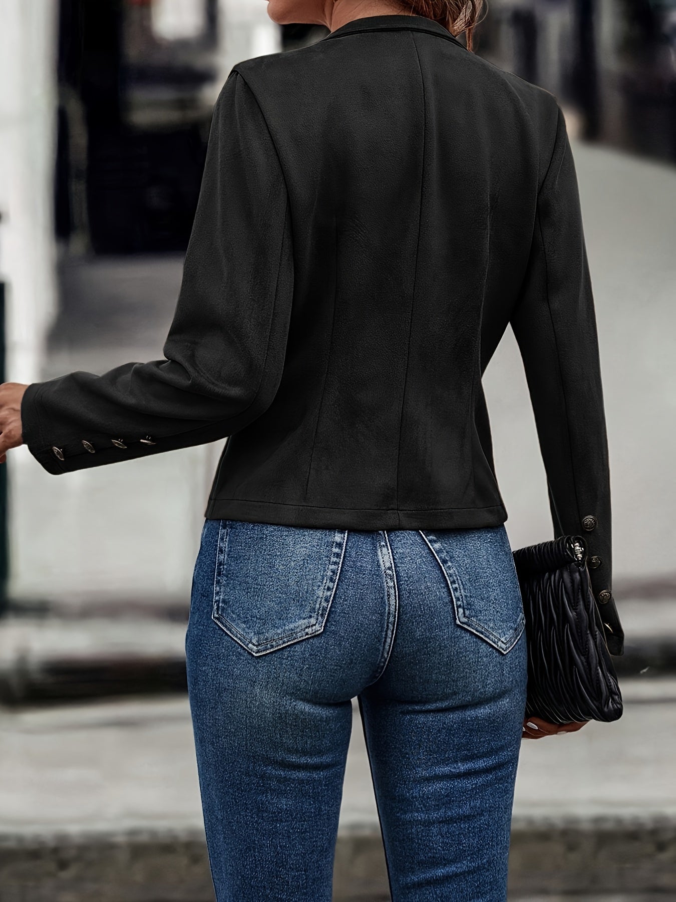 Jeans Droit Taille Haute avec Poches en Denim