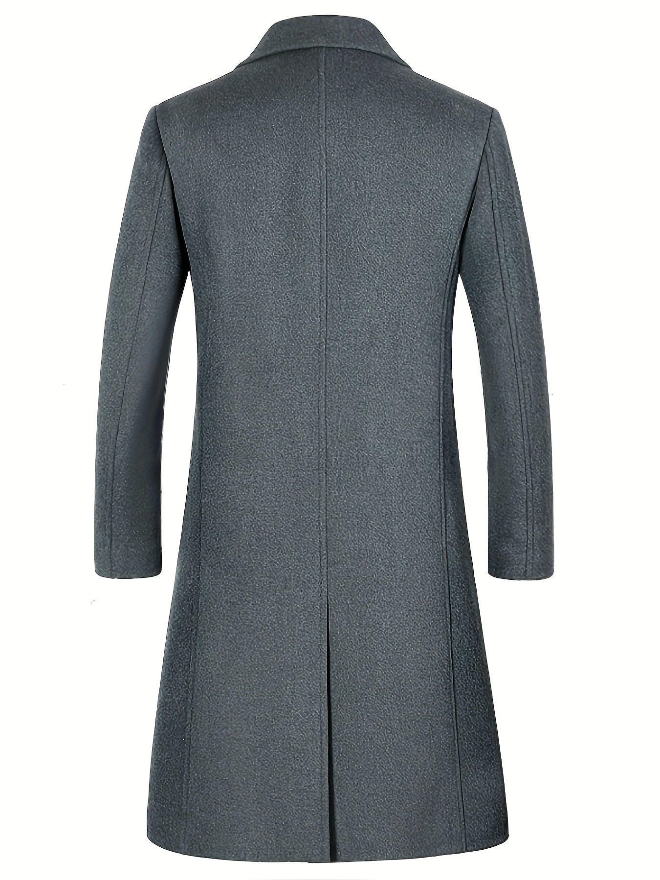 Manteau Long en Laine Mélangée avec Revers pour Hommes