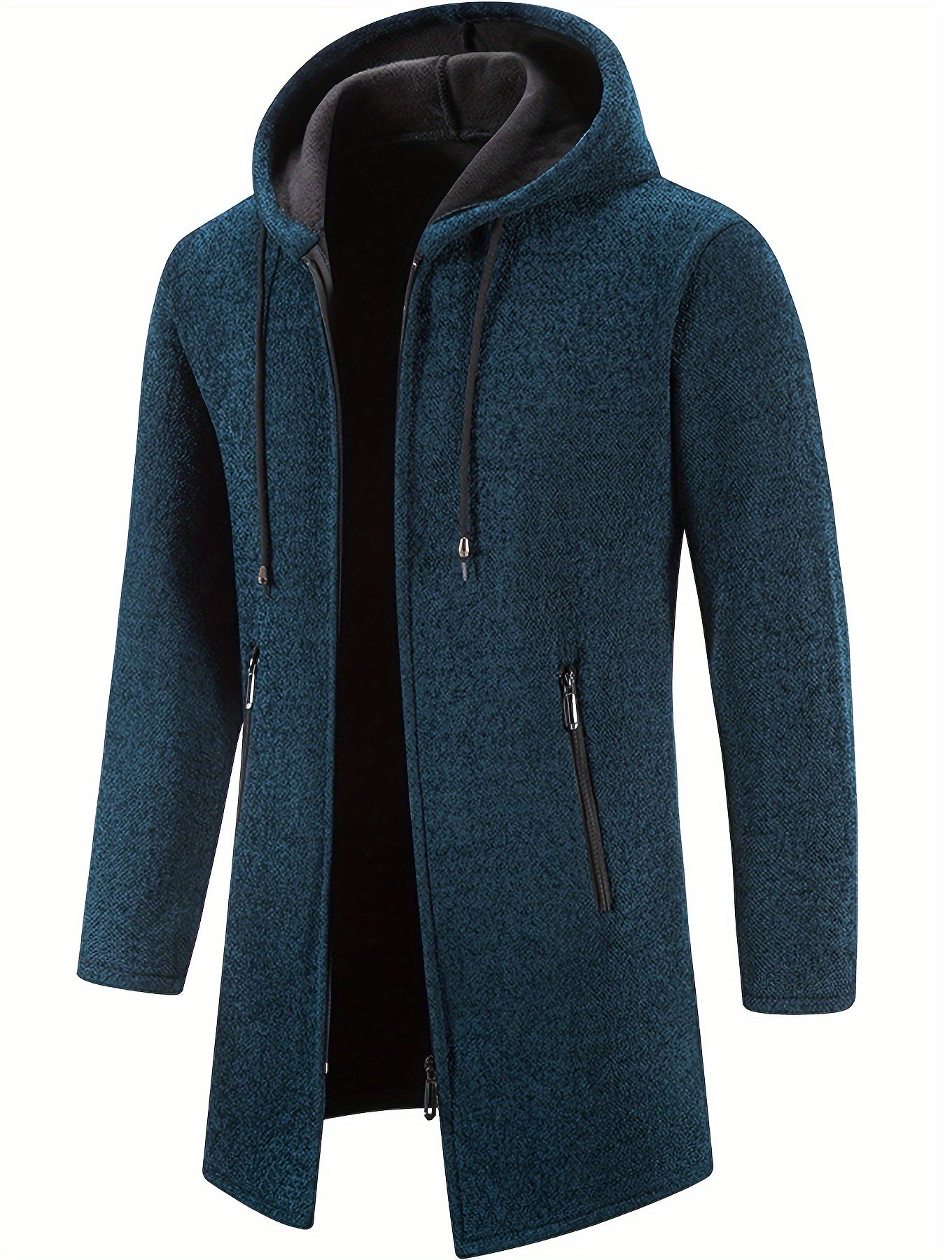 Manteau à Capuche Mi-Long en Tricot Confortable