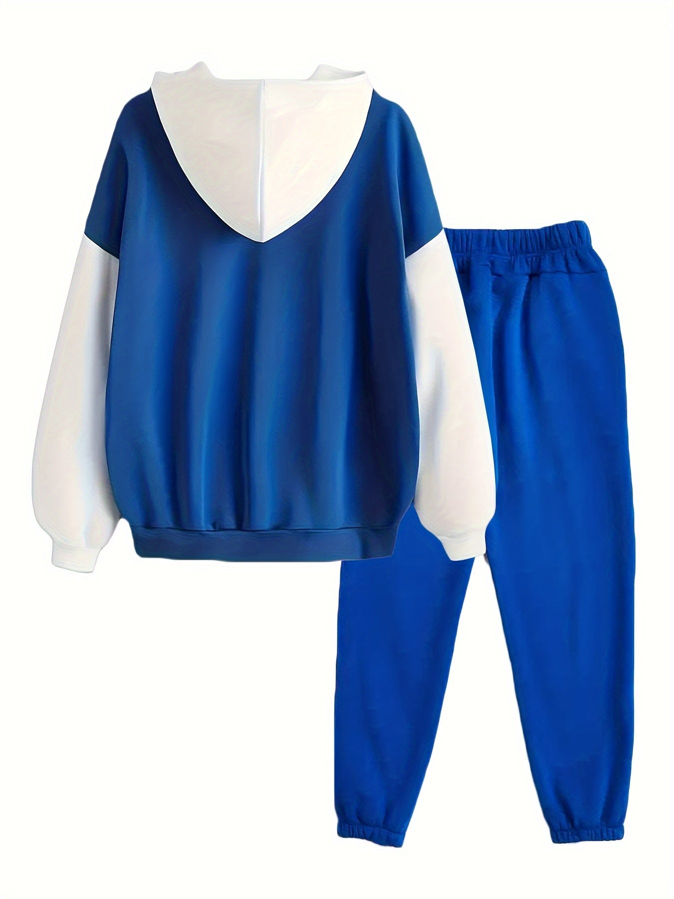 Ensemble 2 Pièces Color Block avec Hoodie et Pantalon Élastique