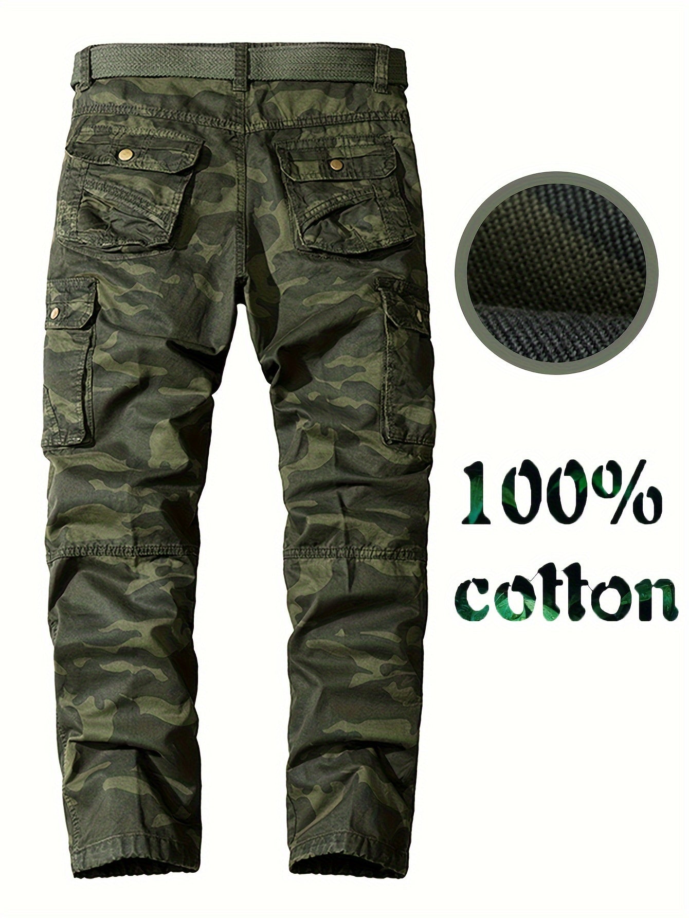 Pantalon Camouflage 100% Coton avec Poches pour Hommes,