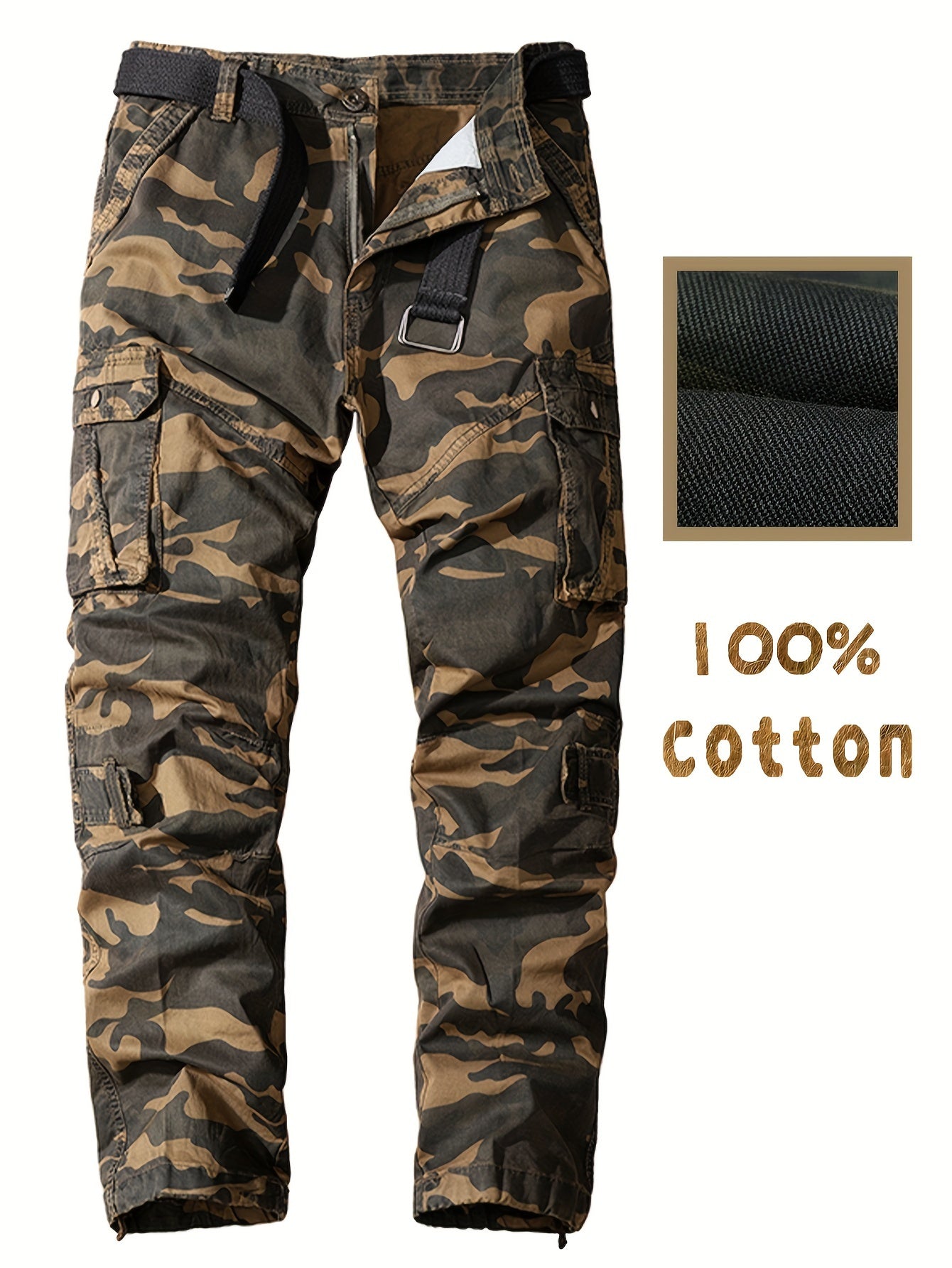 Pantalon Camouflage 100% Coton avec Poches pour Hommes,