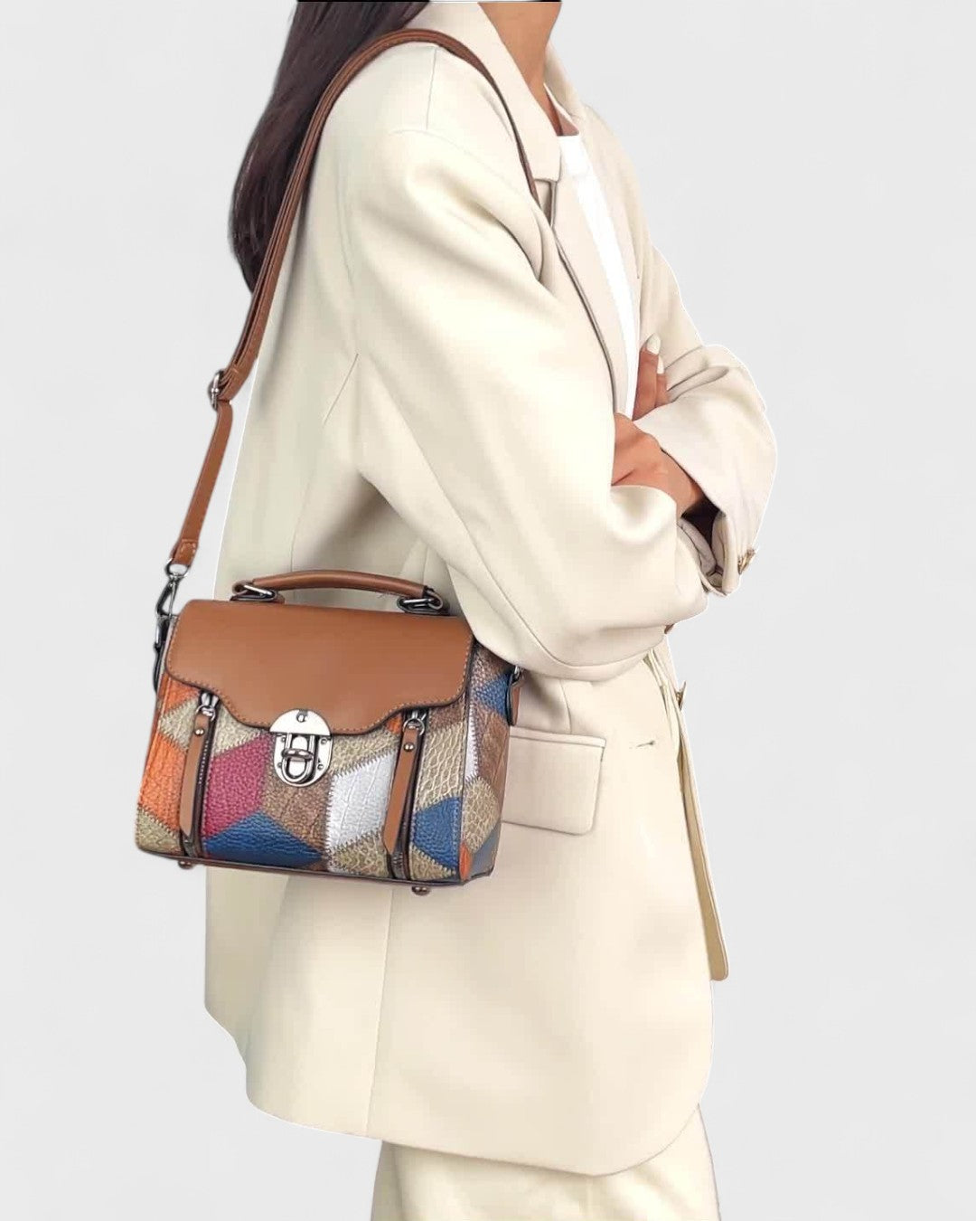 Sac à main vintage à motif géométrique