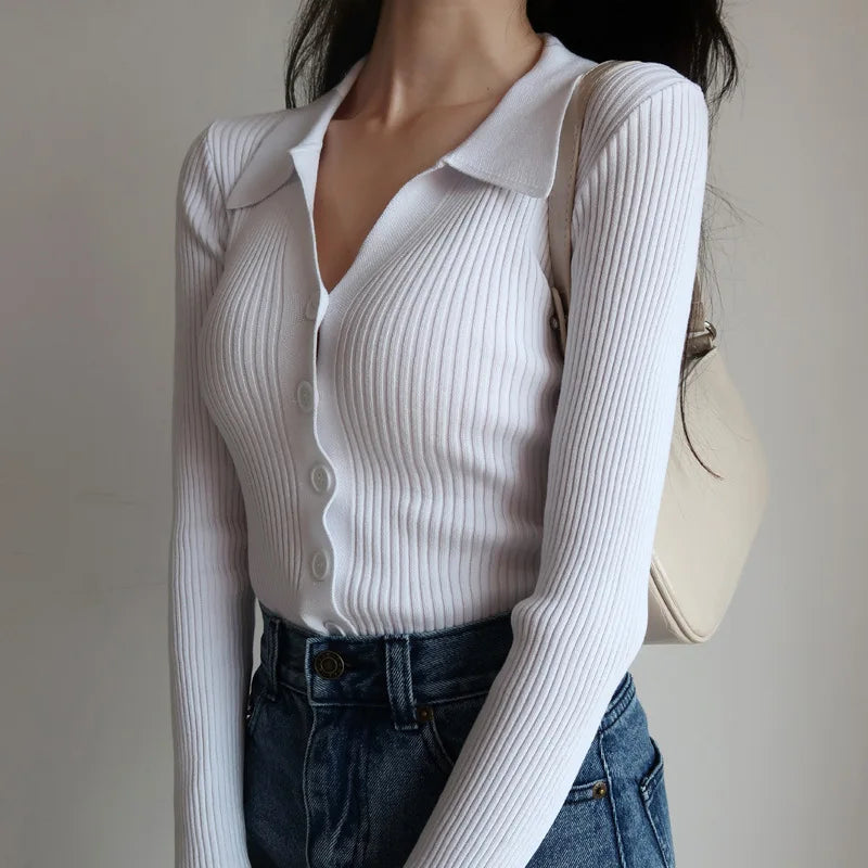 Cardigan Slim à Col V avec Boutons