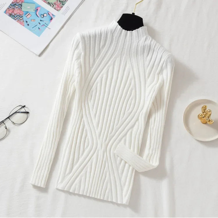 Pull Slim à Demi-Col Roulé en Tricot