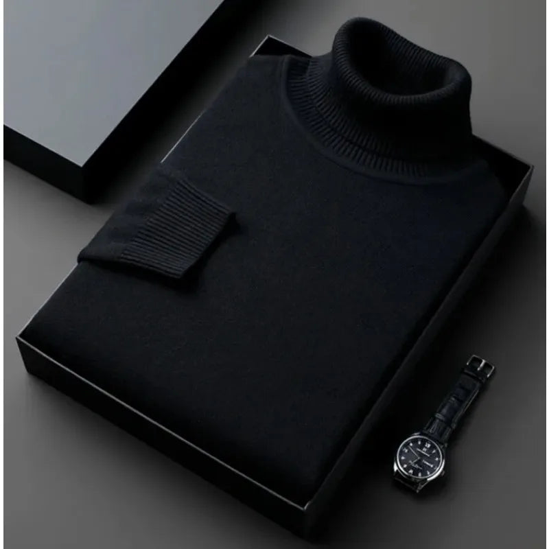 Pull Col Roulé en Tricot Anti-Boulochage