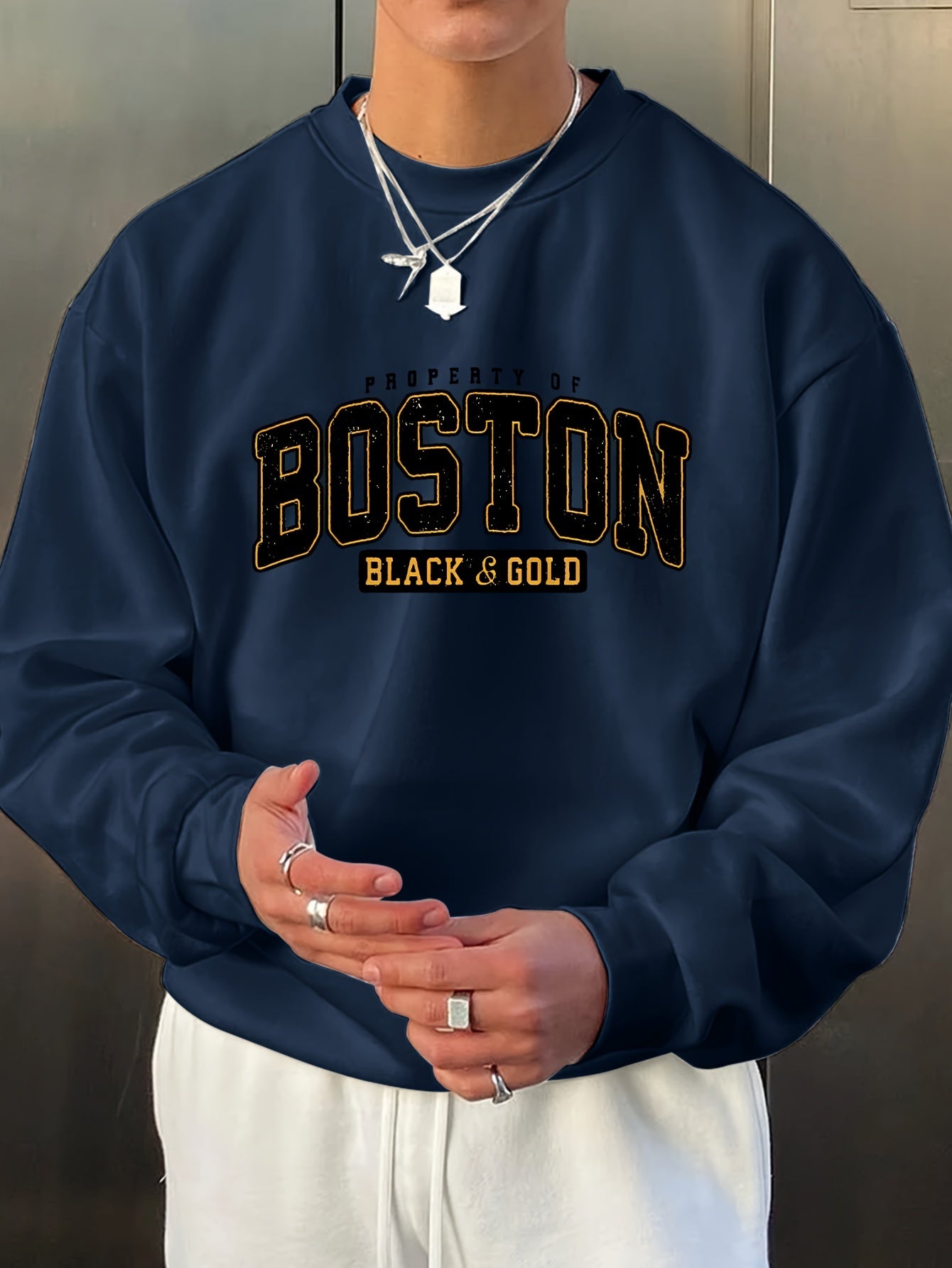 Sweat-shirt Décontracté à Col Rond avec Imprimé BOSTON