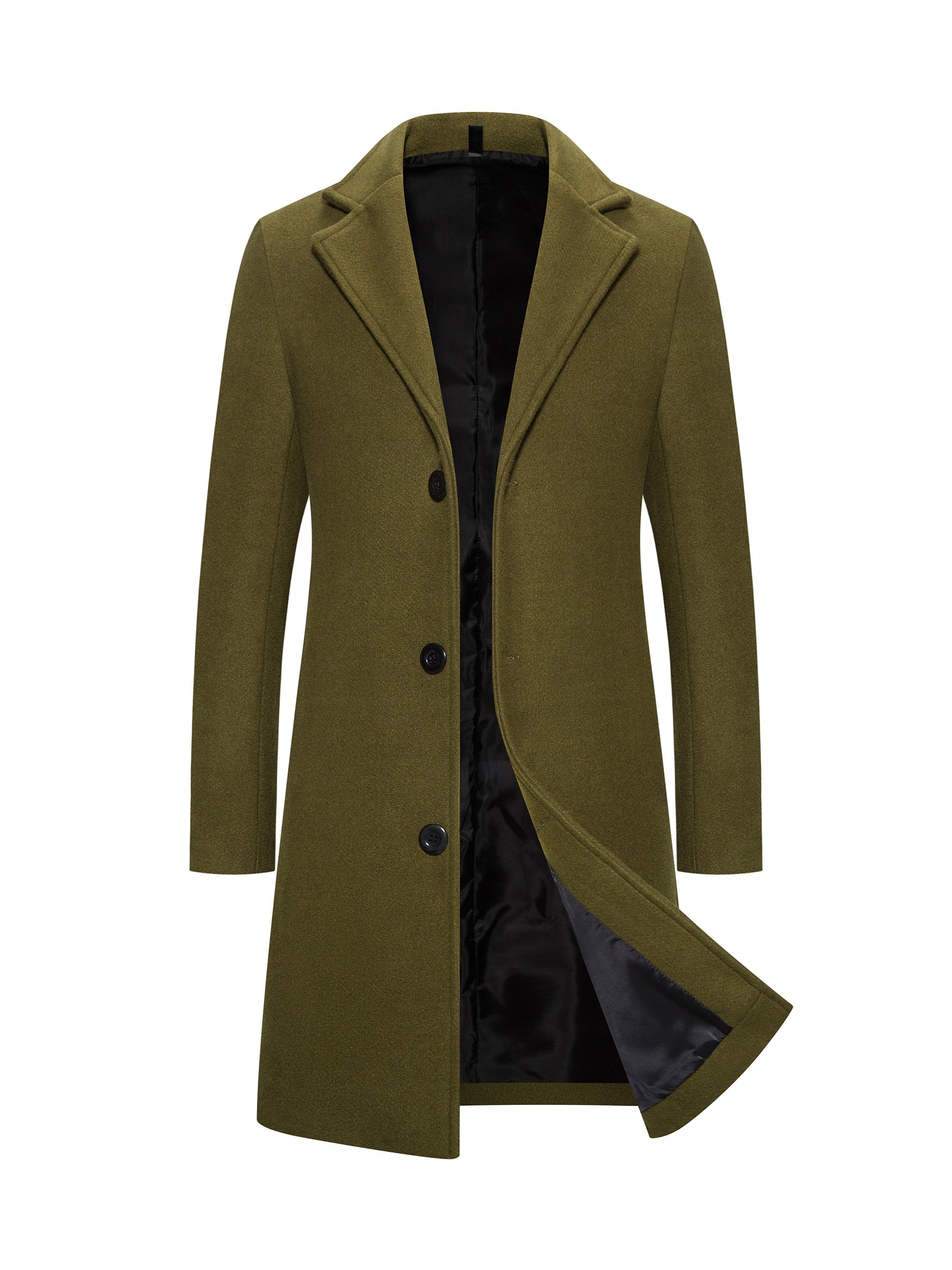 Trench Coat Mi-Long à Boutonnage Simple pour Hommes