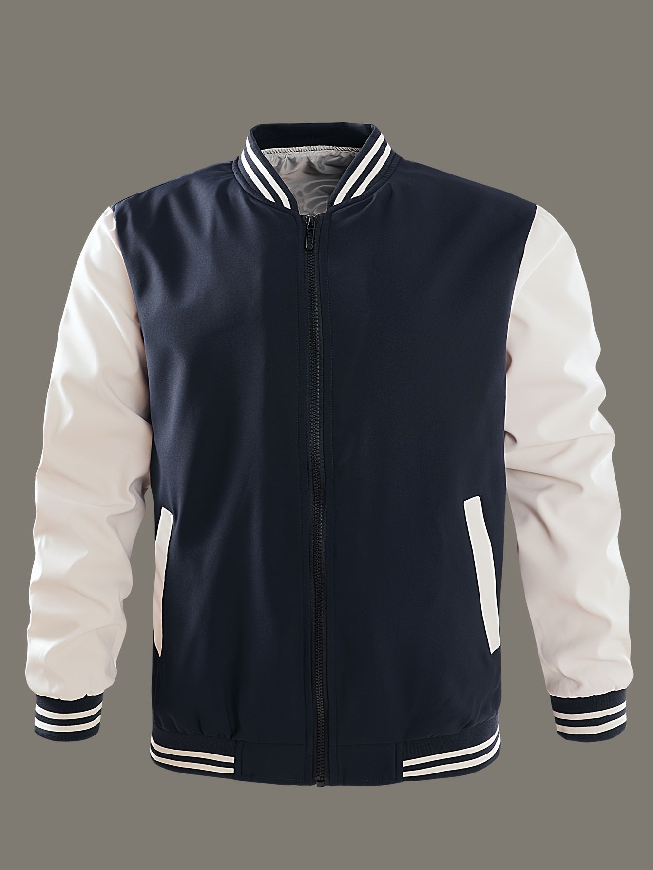 Veste de Baseball Zippée Color Block pour Hommes