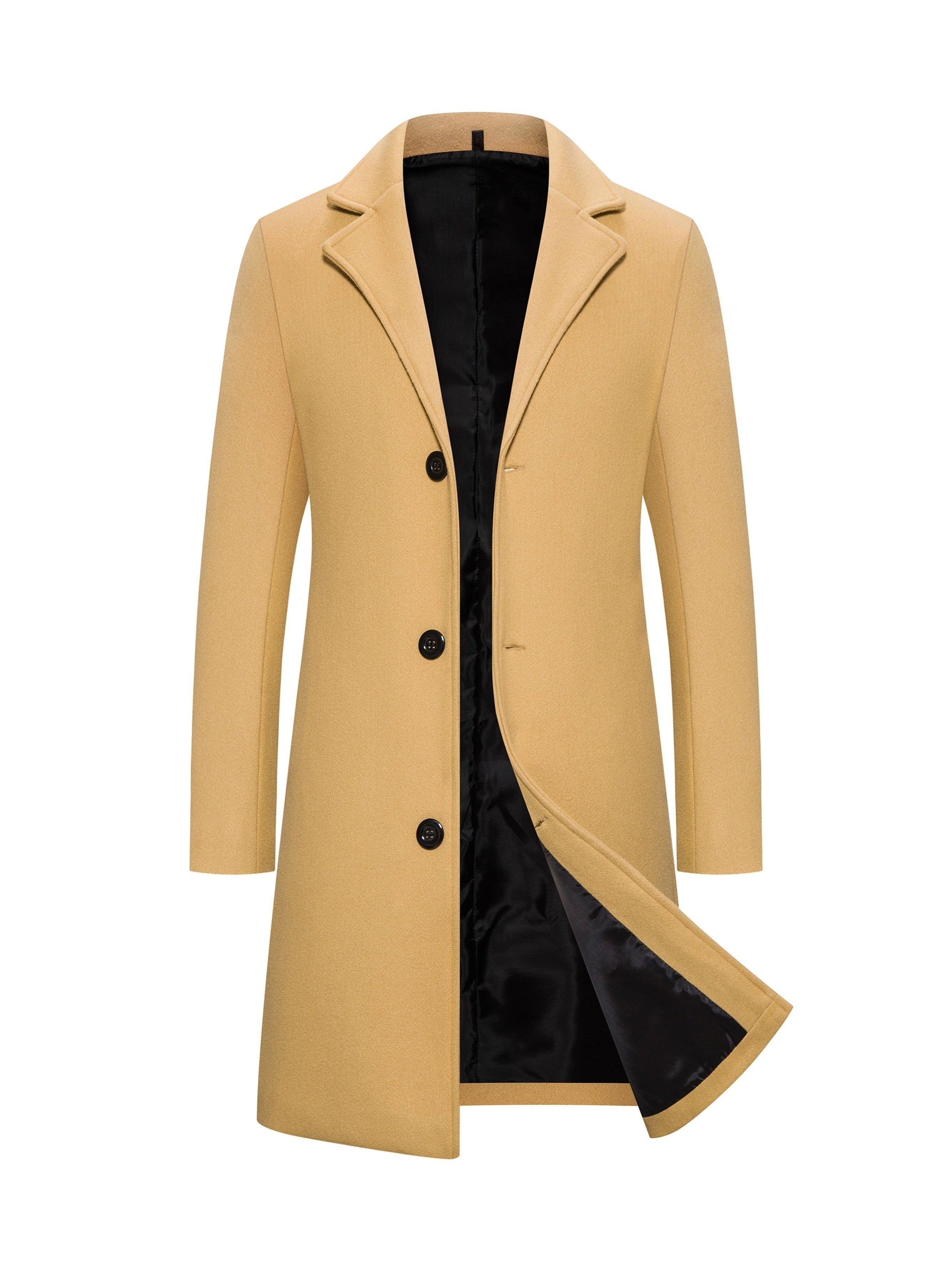 Trench Coat Mi-Long à Boutonnage Simple pour Hommes