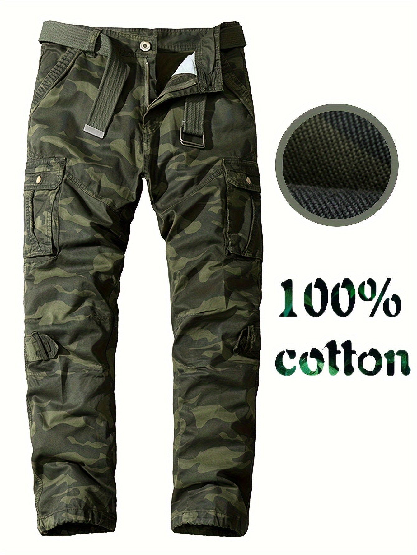 Pantalon Camouflage 100% Coton avec Poches pour Hommes,
