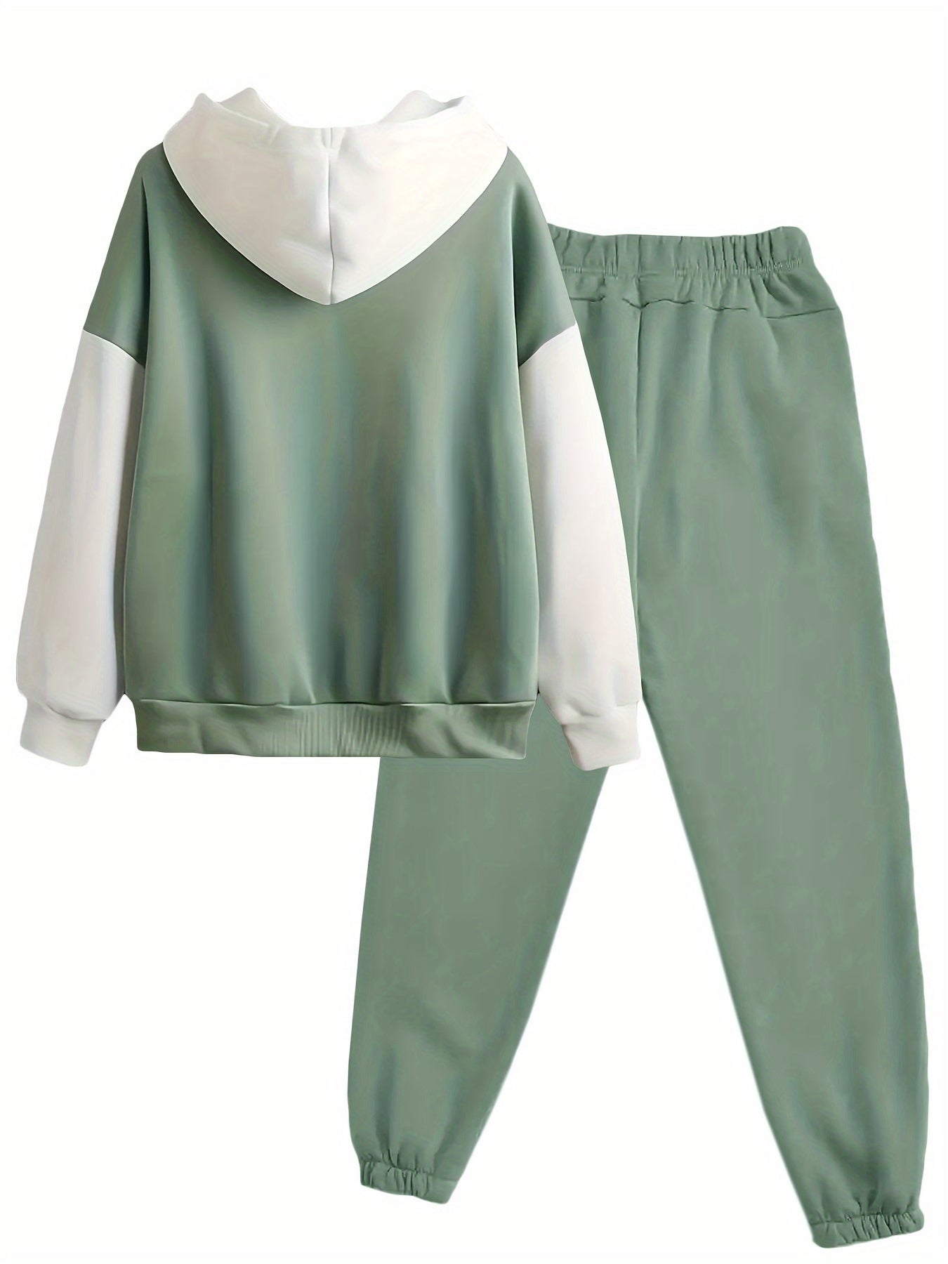 Ensemble 2 Pièces Color Block avec Hoodie et Pantalon Élastique