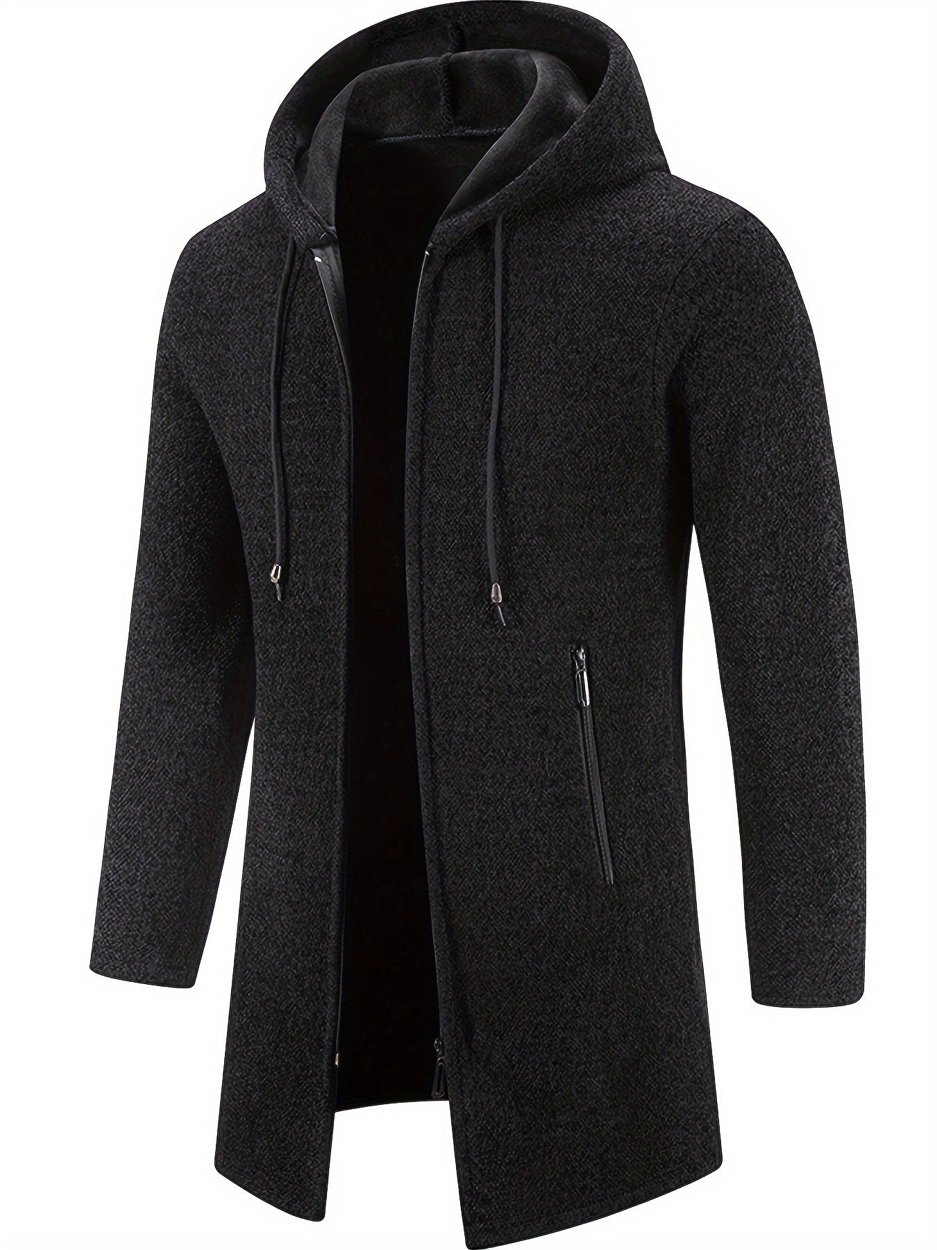 Manteau à Capuche Mi-Long en Tricot Confortable