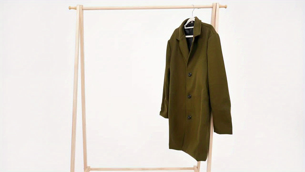 Trench Coat Mi-Long à Boutonnage Simple pour Hommes