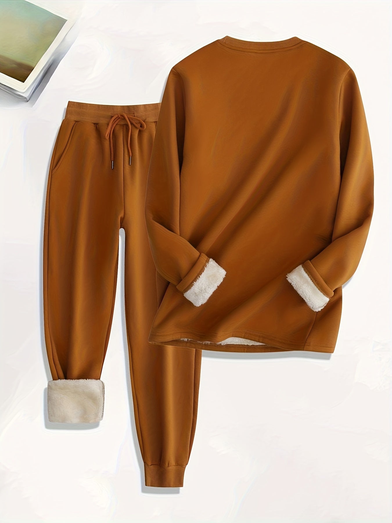 Ensemble Deux Pièces en Polaire Unie Décontracté