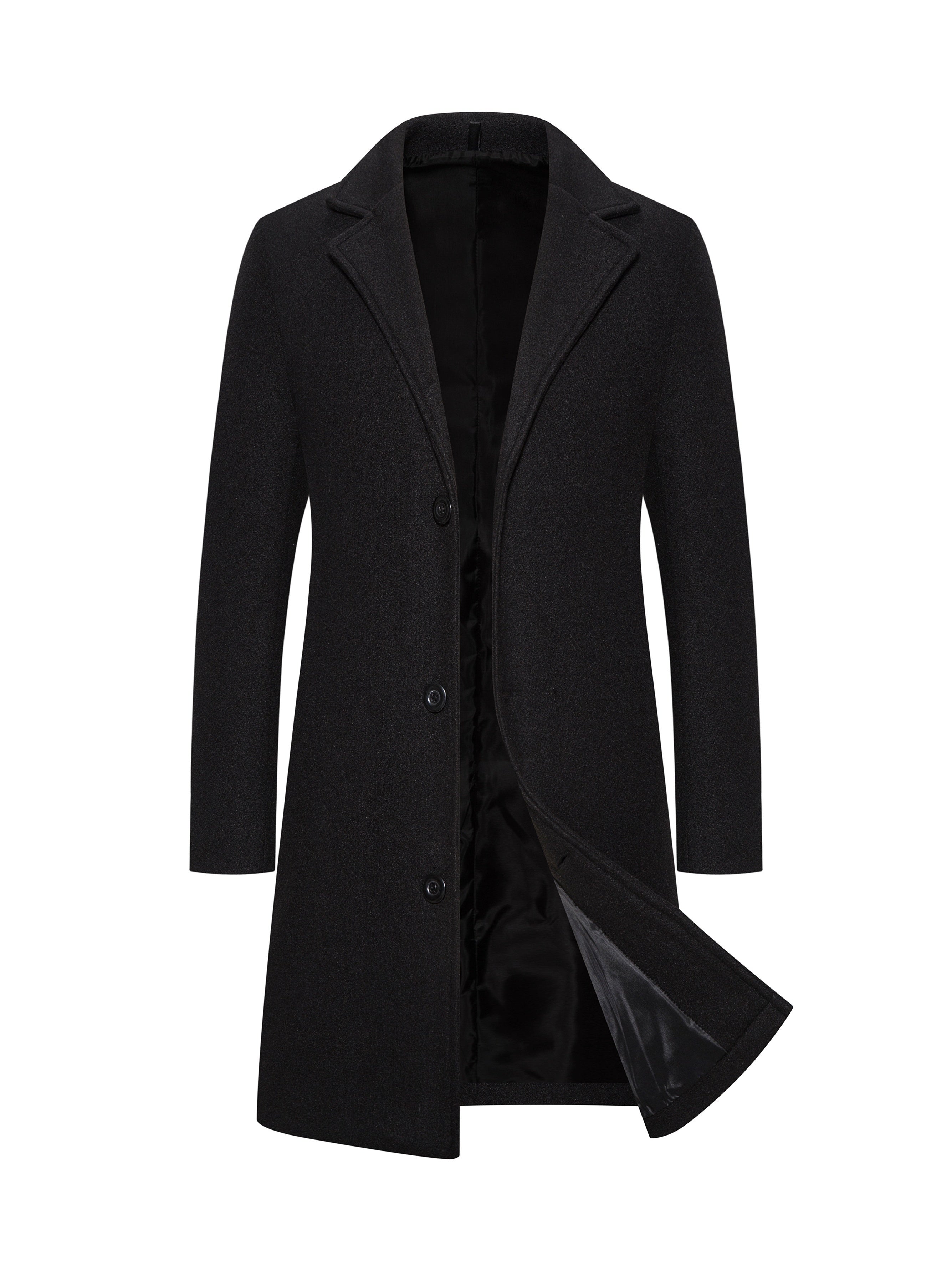 Trench Coat Mi-Long à Boutonnage Simple pour Hommes