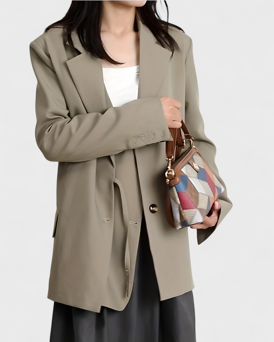 Sac bandoulière vintage à motifs géométriques et imprimés tissés