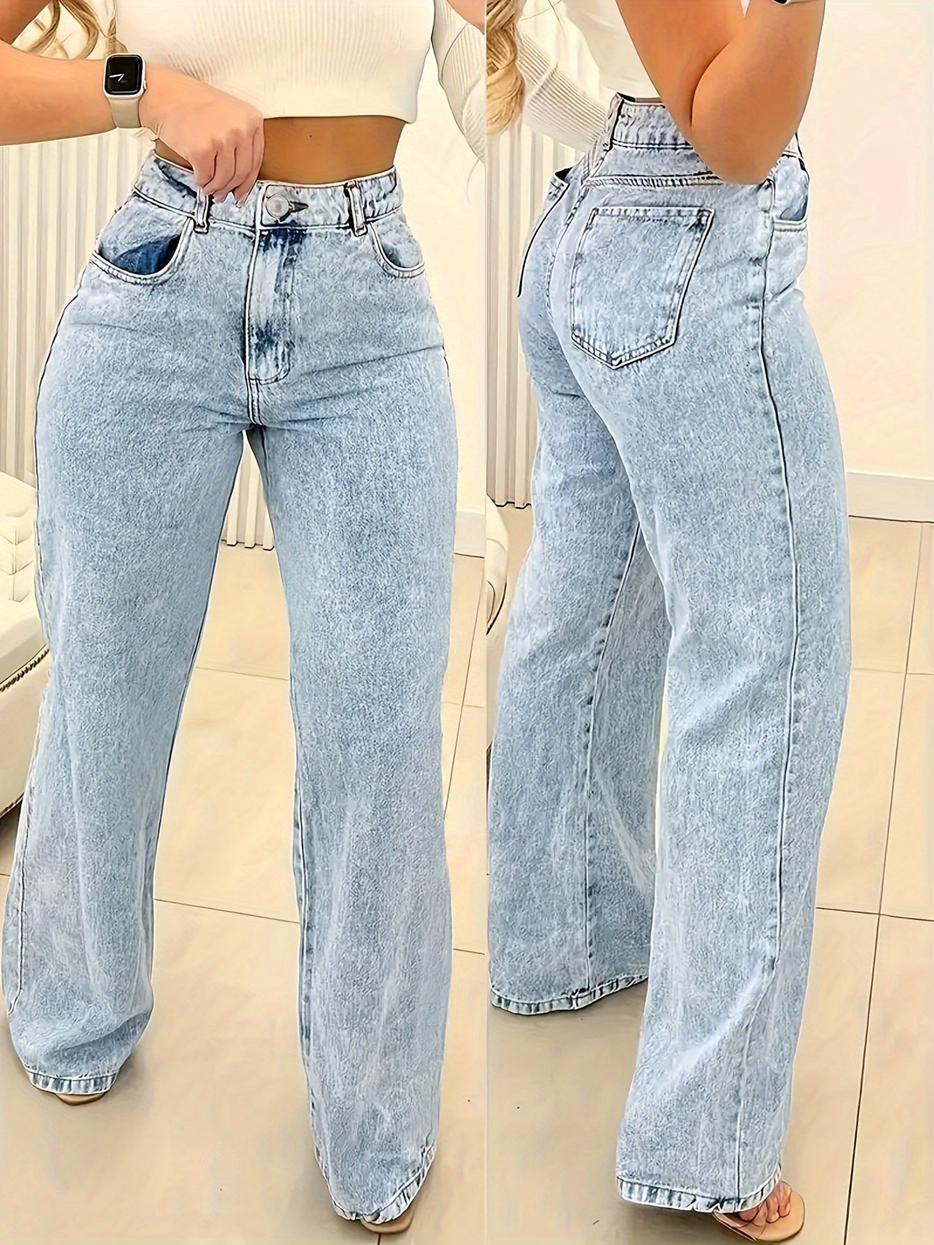 Jeans féminins polyvalents à coupe ample et décontractée