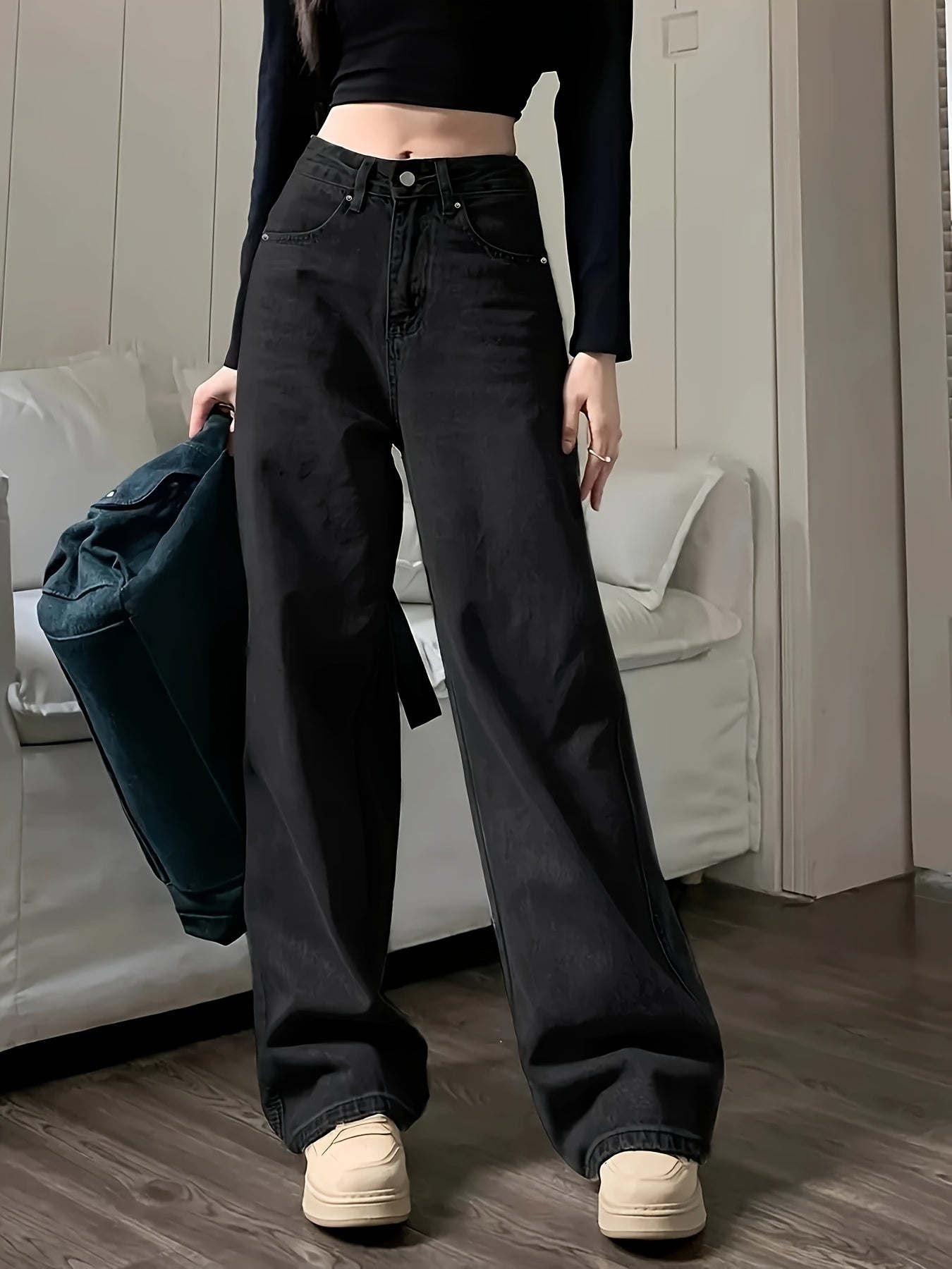 Jeans Vintage à jambe large pour femmes