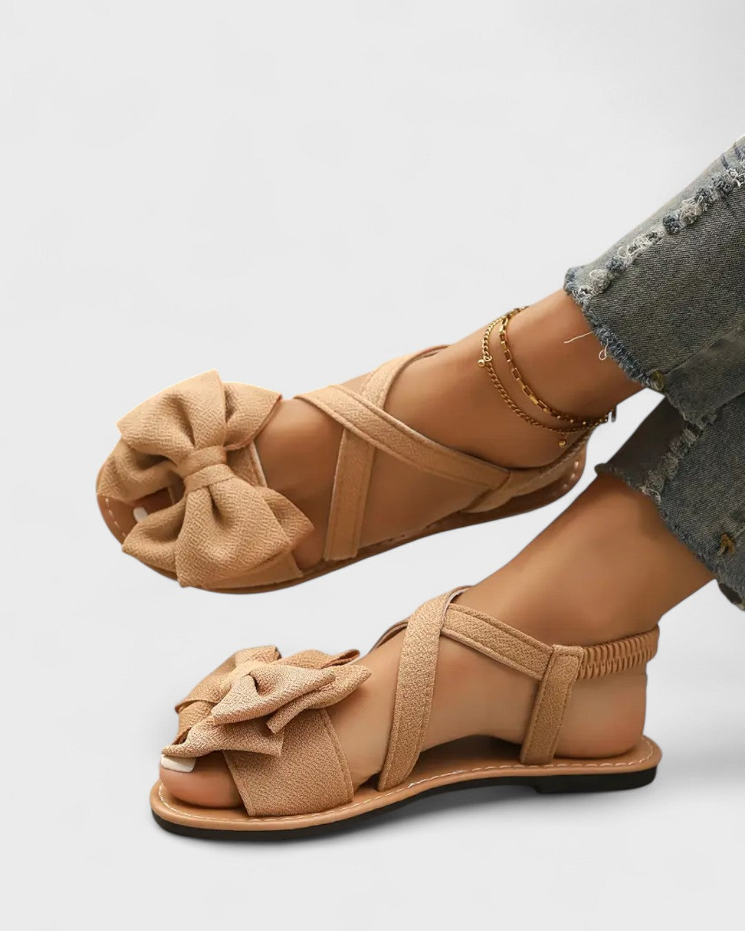 Sandales plates à nœud en tissu