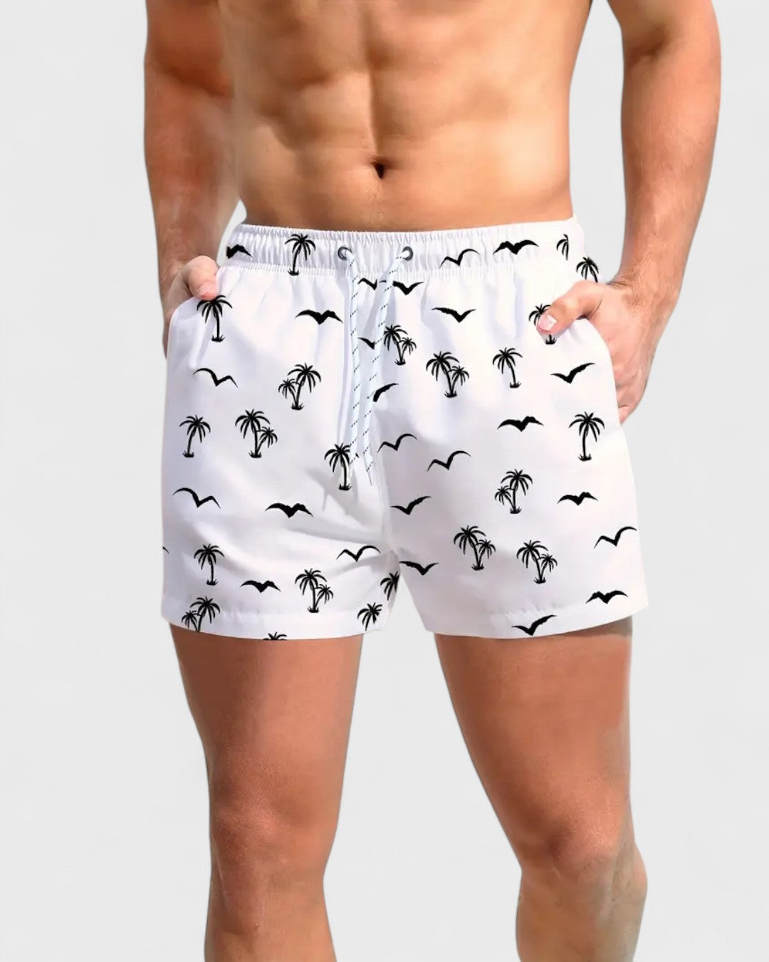 Short avec mouettes et palmiers