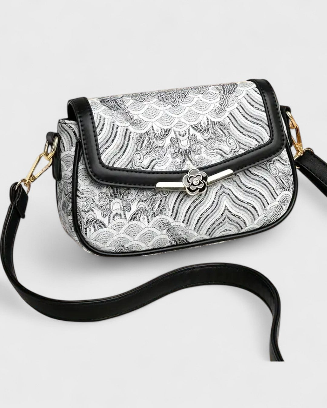 Sac bandoulière fleur décorative