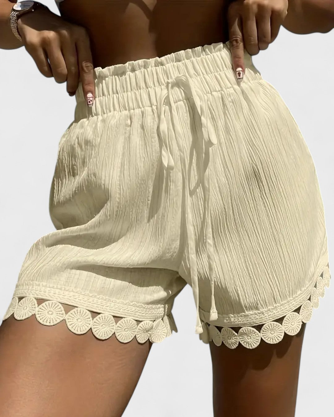 Short d'été bohème à taille élastique