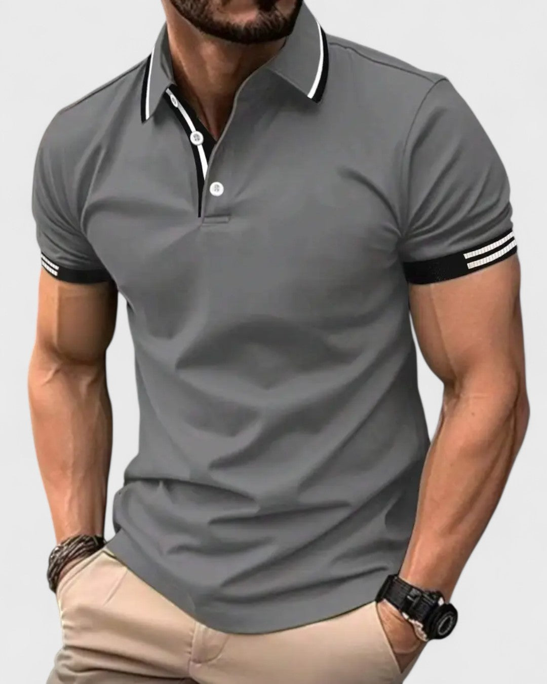 Polo à rayures contrastées pour homme