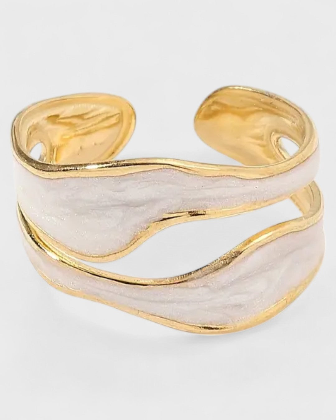 Bague manchette double couche plaquée or 18K