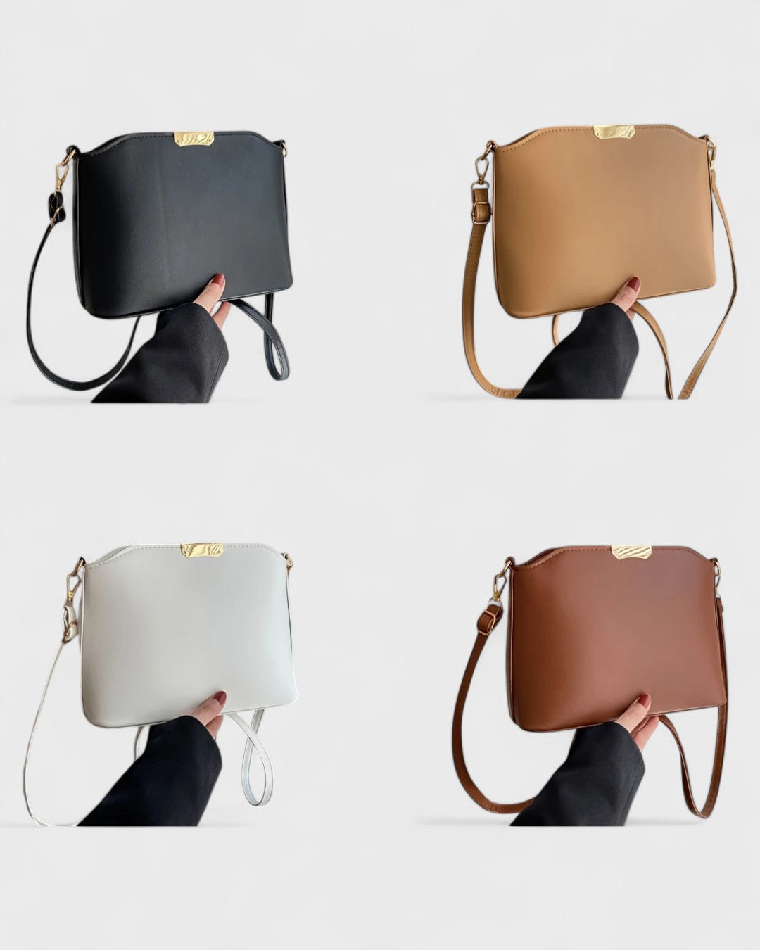 Sac à bandoulière rigide à détail doré