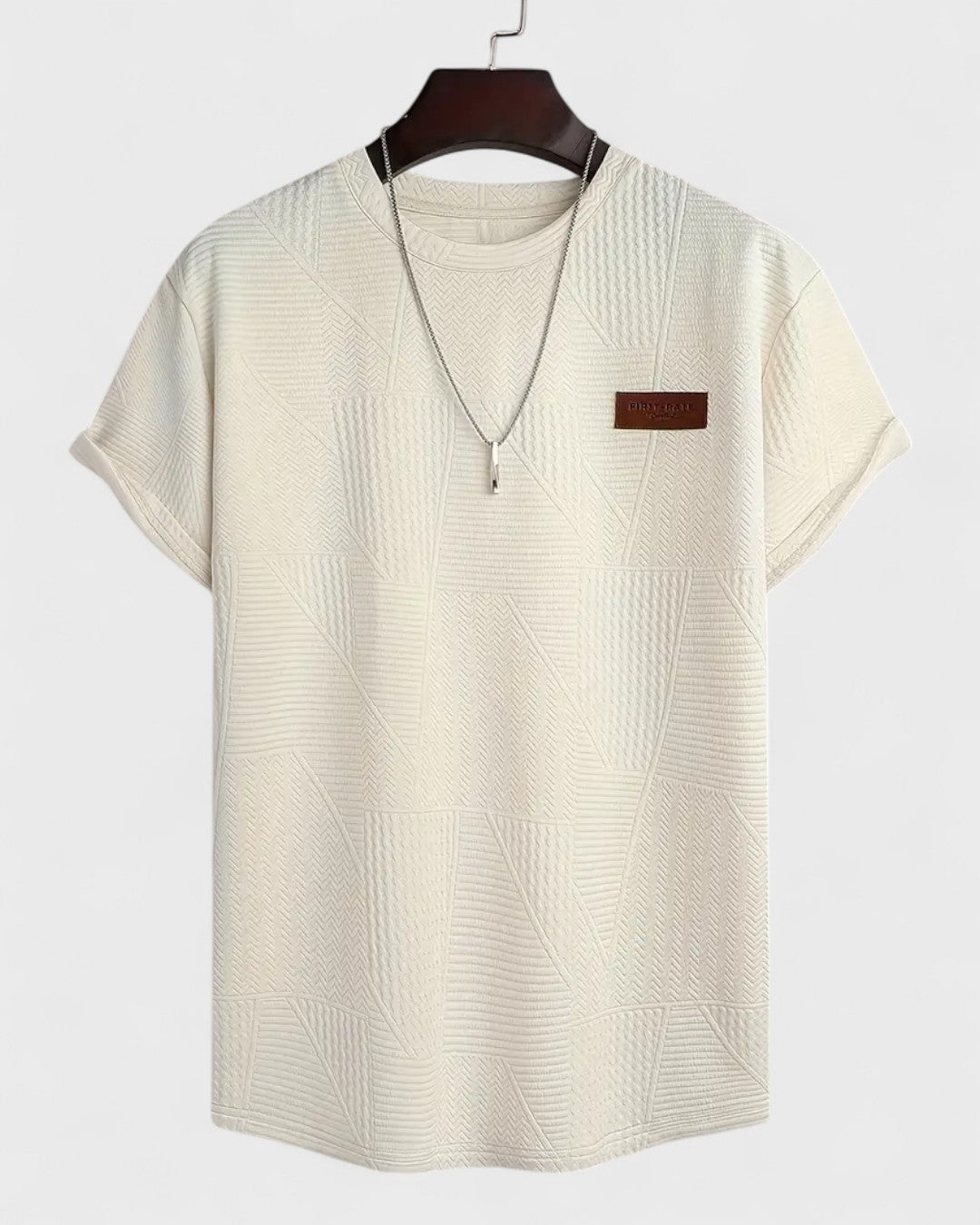 T-shirt pour homme à motif jacquard blanc et marron