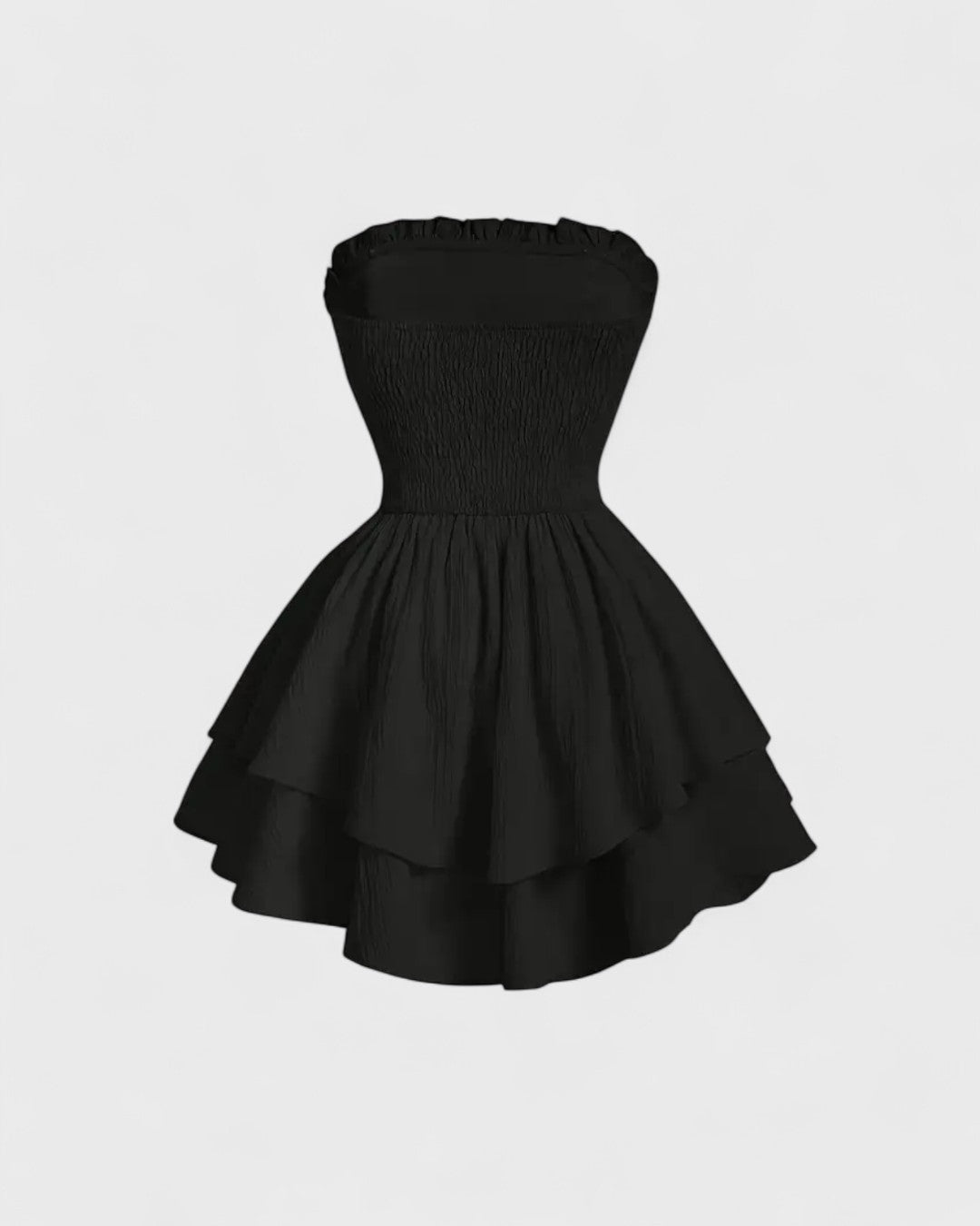 Robe bustier noire à volants