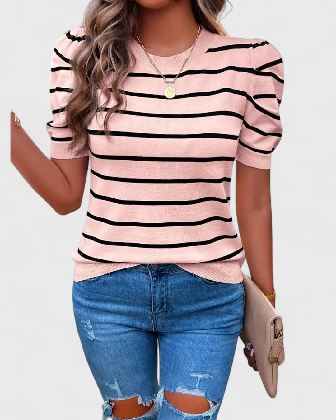 Chemise rayée à manches bouffantes