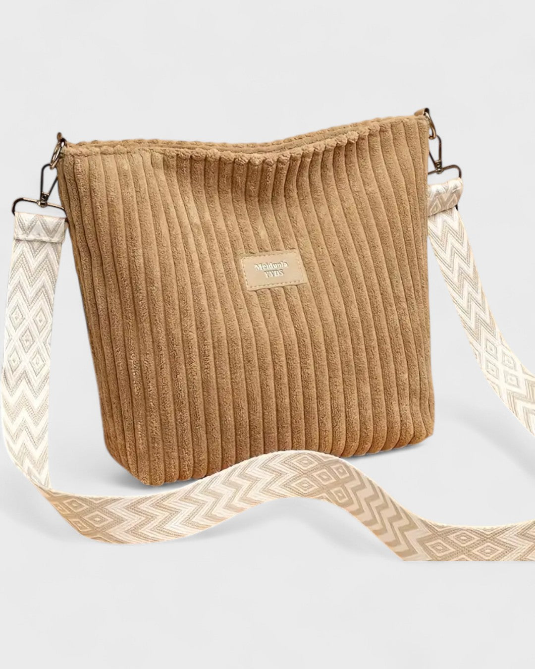 Sac bandoulière côtelé en velours