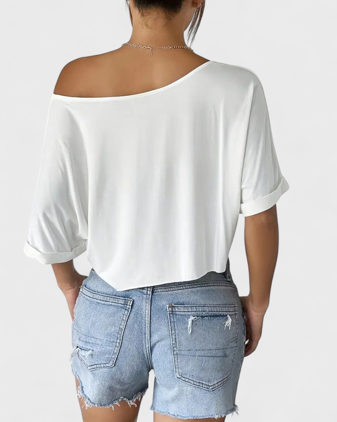 T-shirt court asymétrique à une épaule