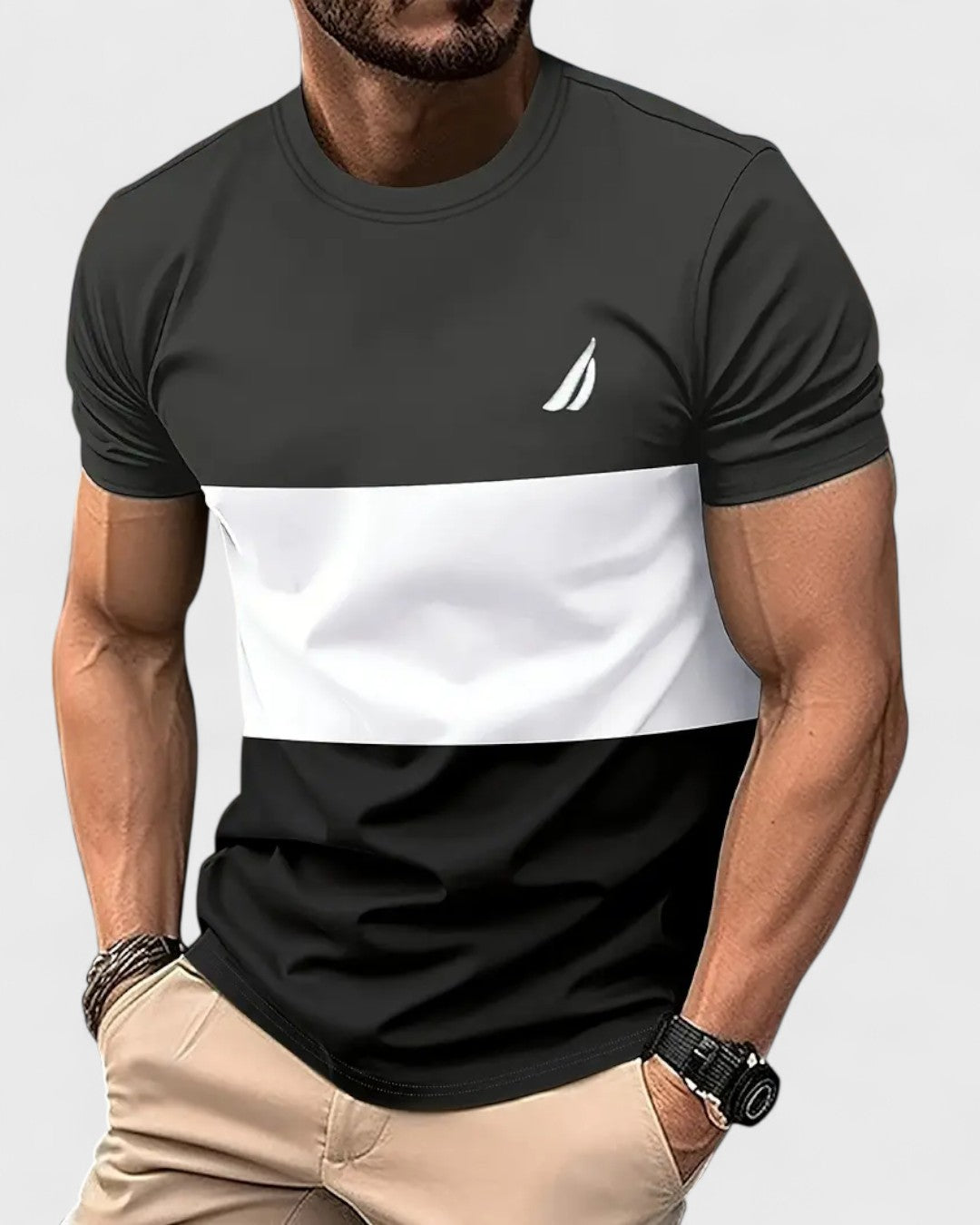 T-shirt homme en coton Color Block
