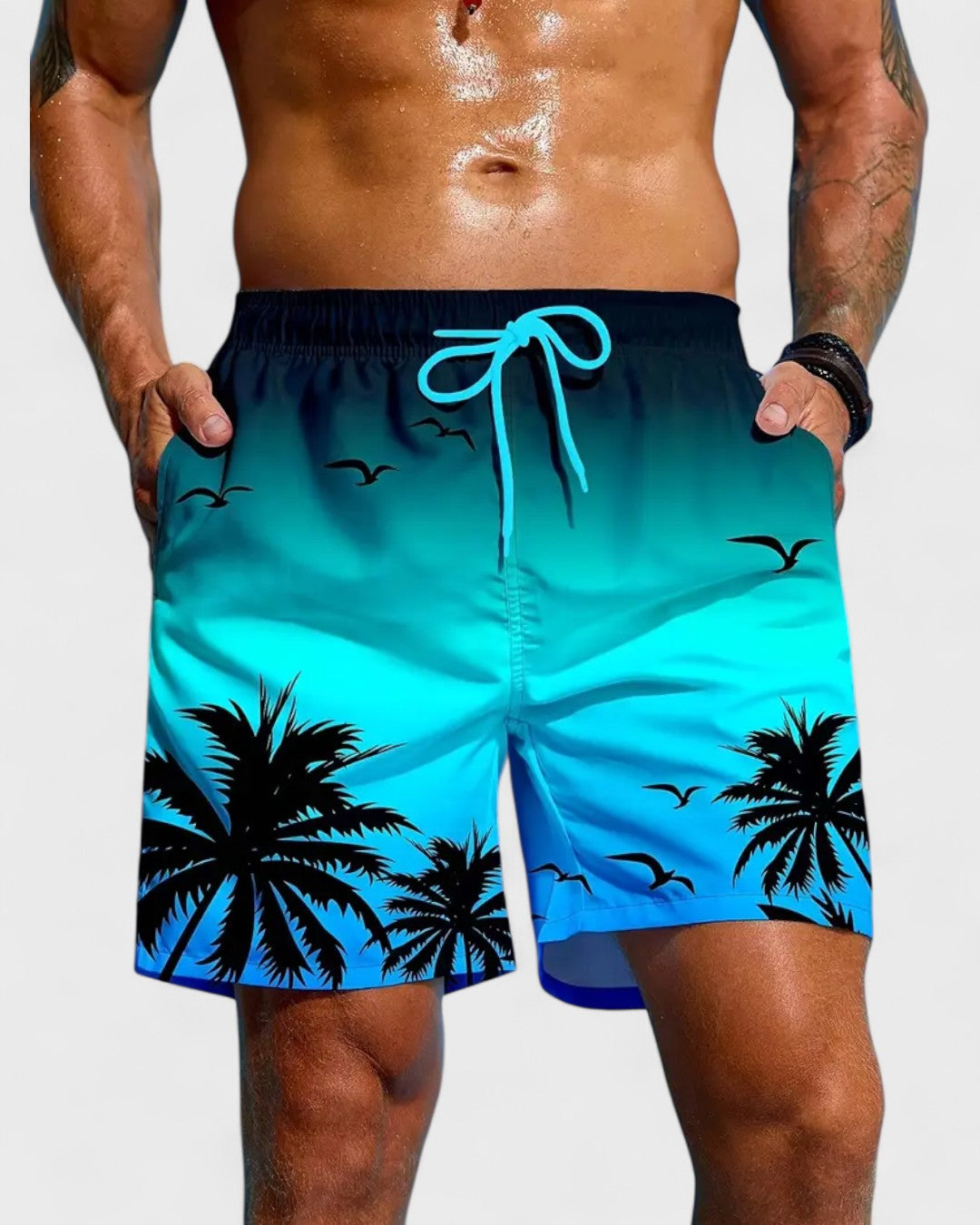 Short de plage à motifs géométriques
