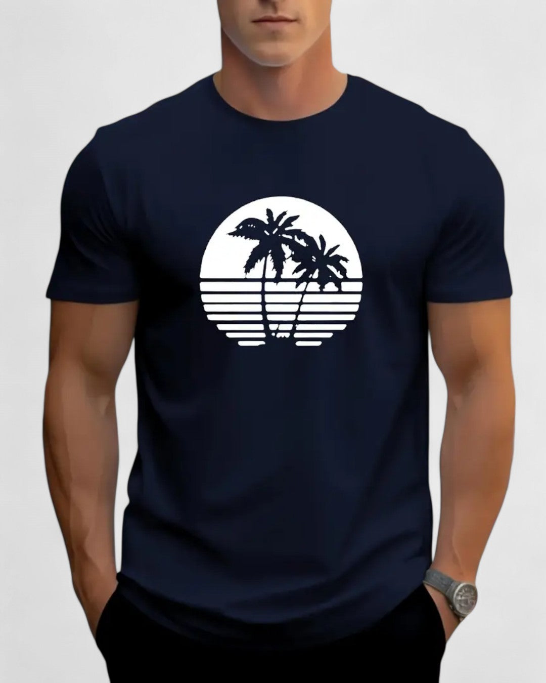 T-shirt graphique avec palmiers