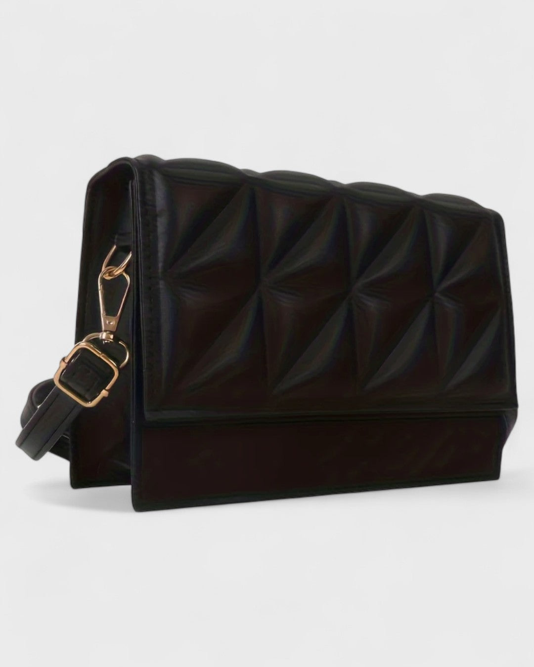 Sac bandoulière matelassé géométrique noir