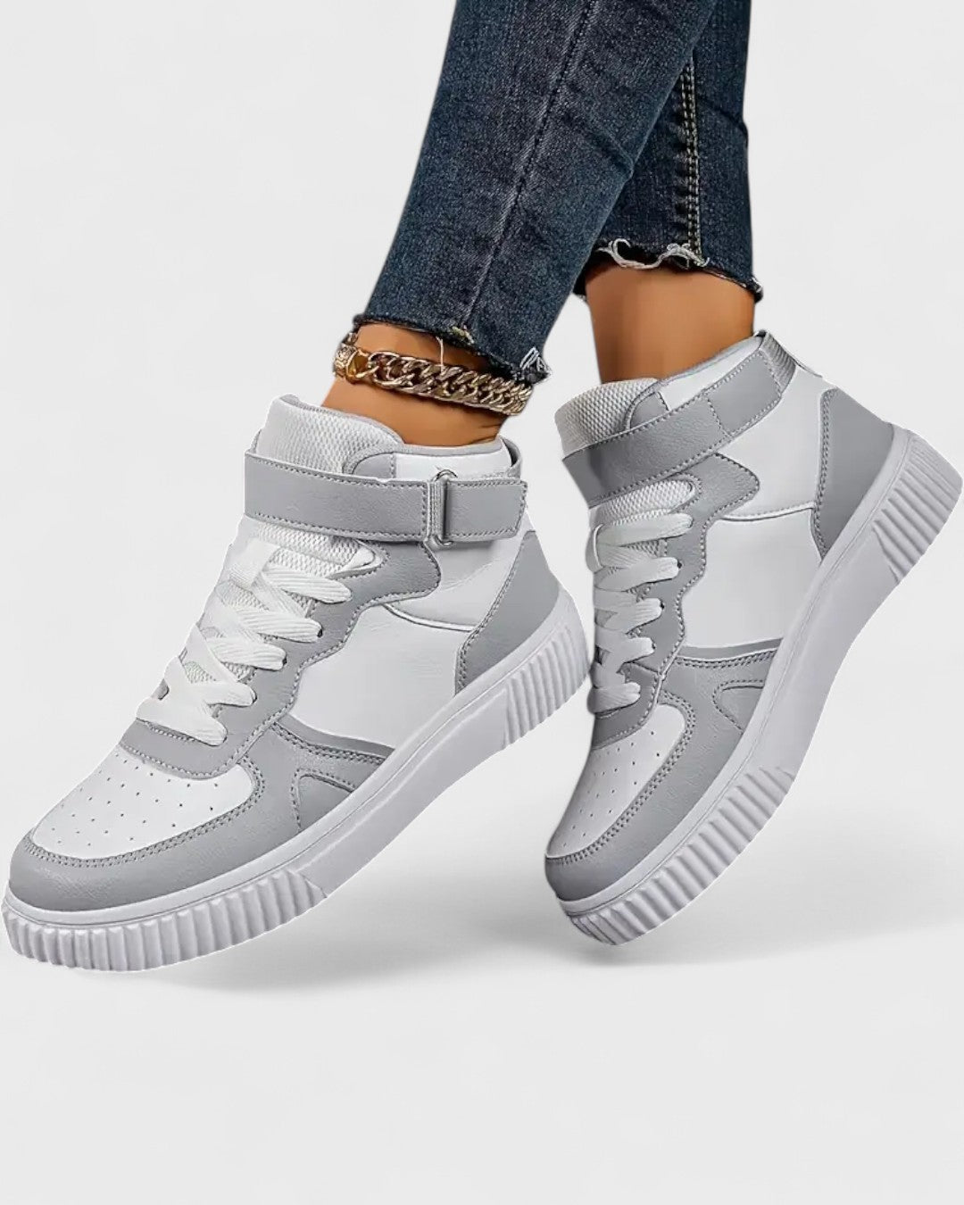 Baskets montantes femme en cuir synthétique