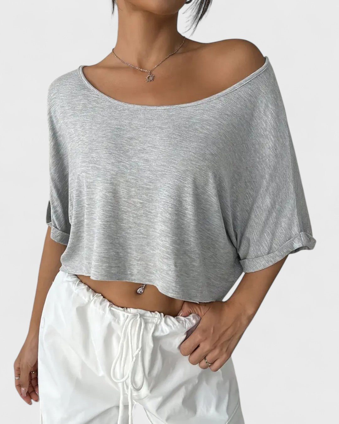 T-shirt court asymétrique à une épaule